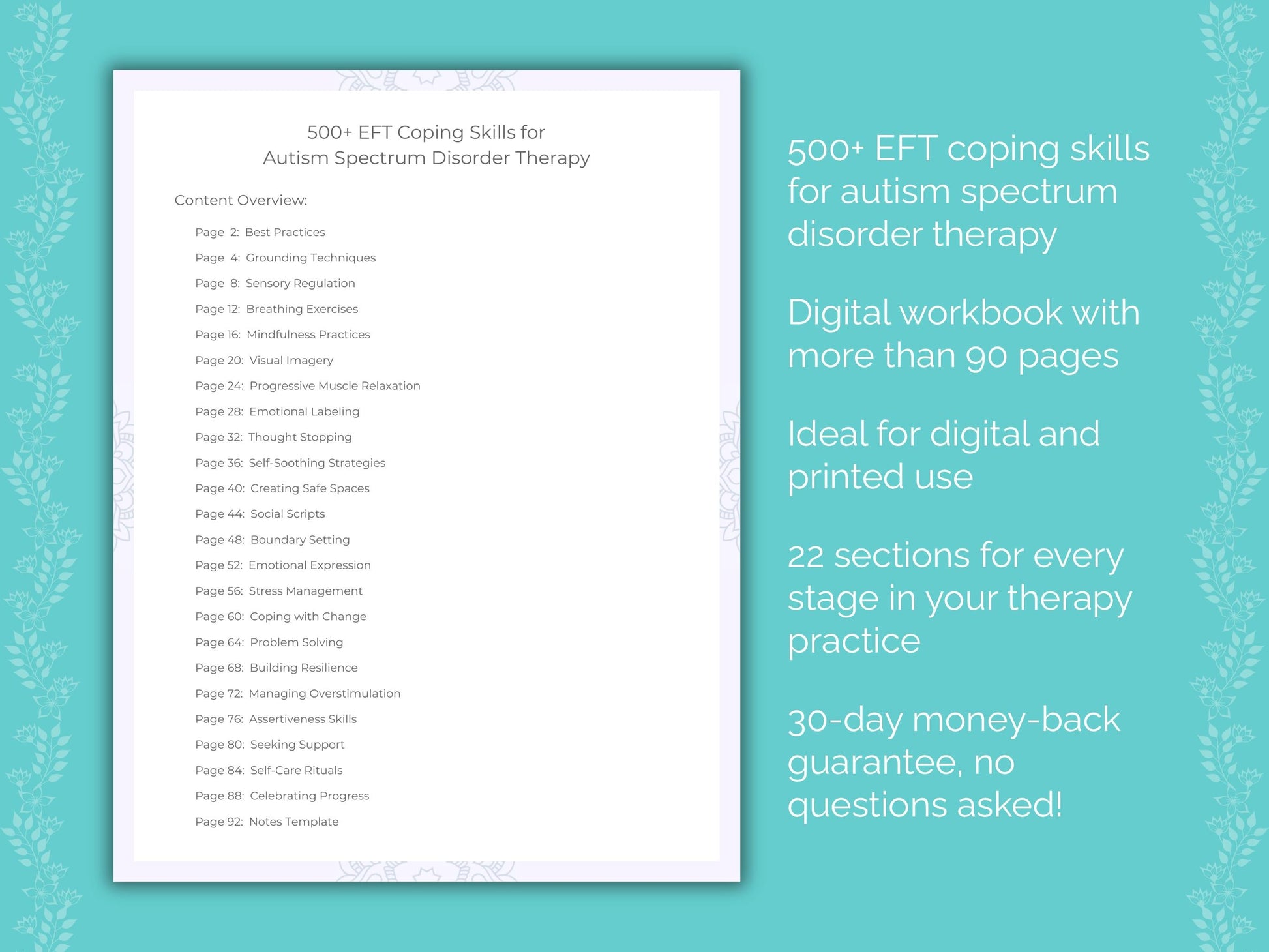 Autism Spectrum Disorder Emotionally Focused Therapy (EFT) Therapist Worksheets
