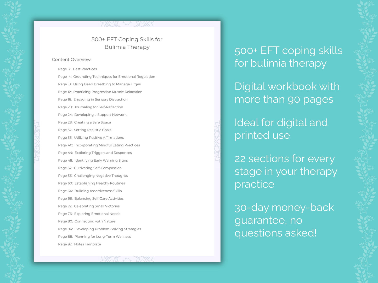 Bulimia Emotionally Focused Therapy (EFT) Therapist Worksheets