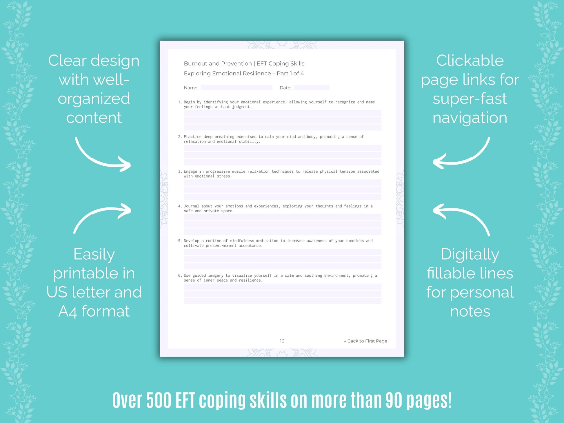 Burnout and Prevention Emotionally Focused Therapy (EFT) Counseling Templates