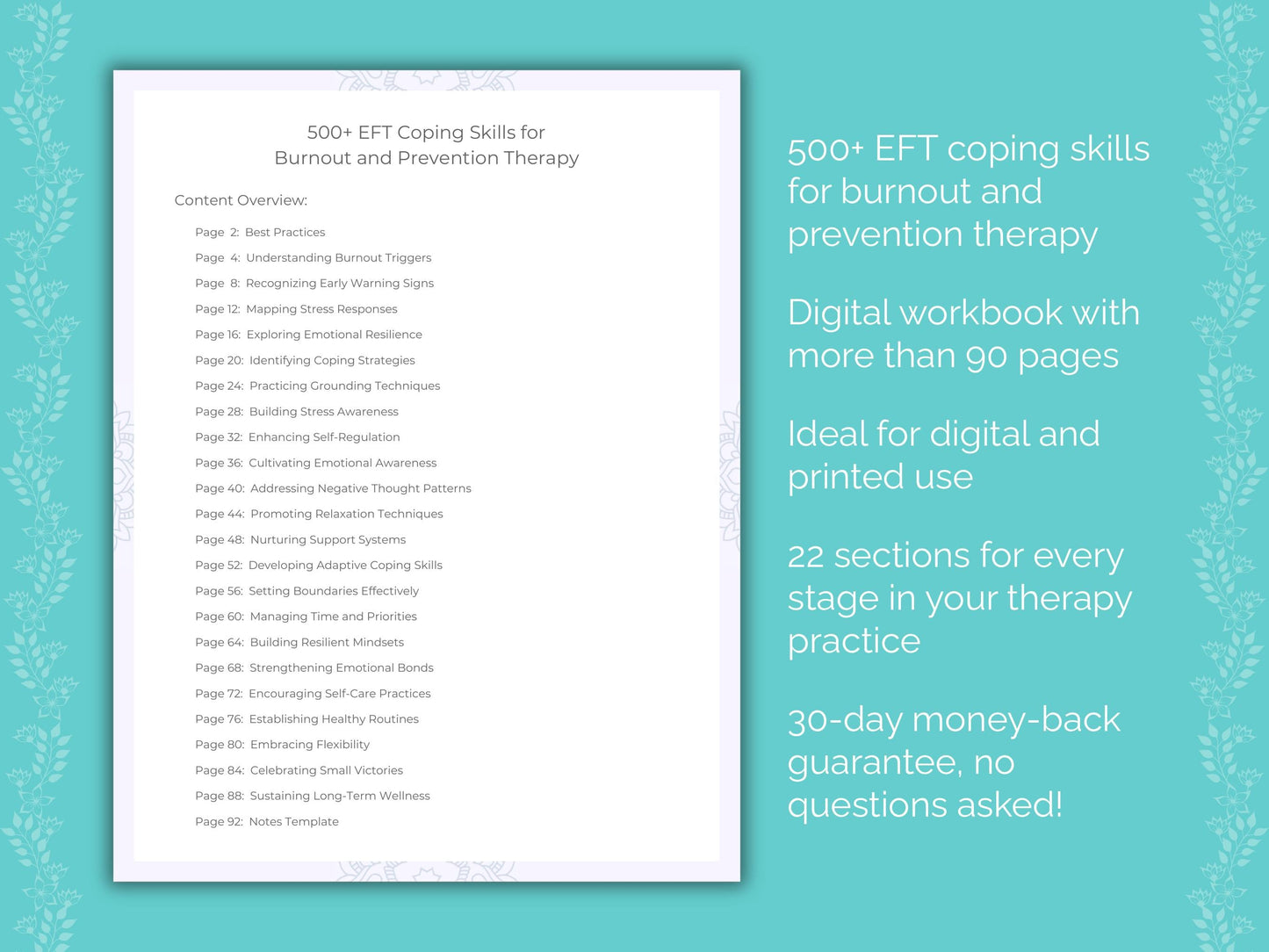 Burnout and Prevention Emotionally Focused Therapy (EFT) Therapist Worksheets