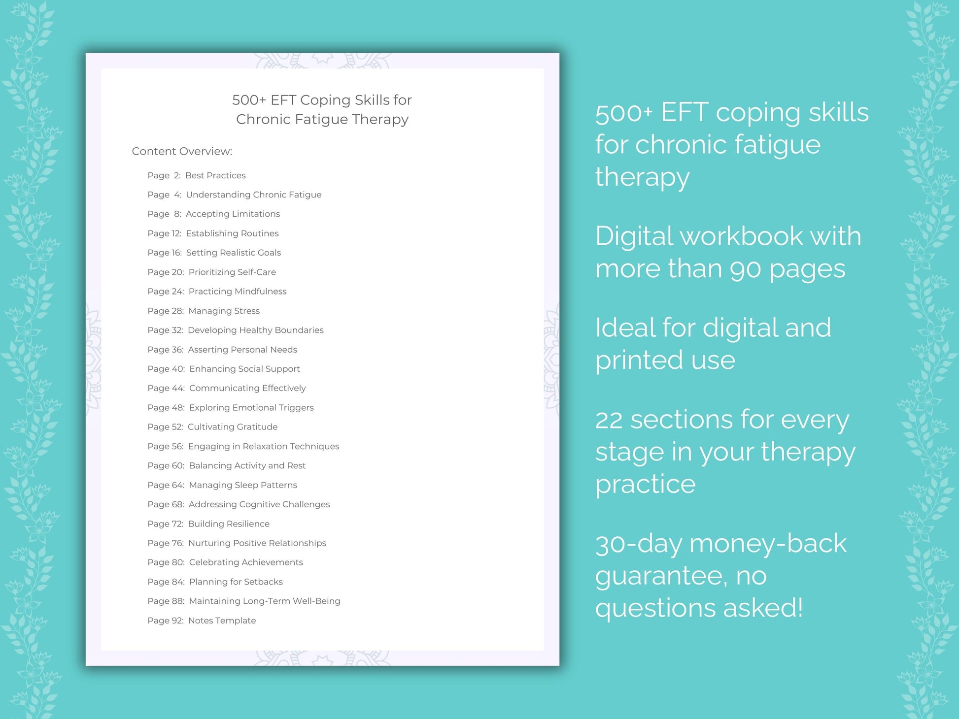 Chronic Fatigue Emotionally Focused Therapy (EFT) Therapist Worksheets