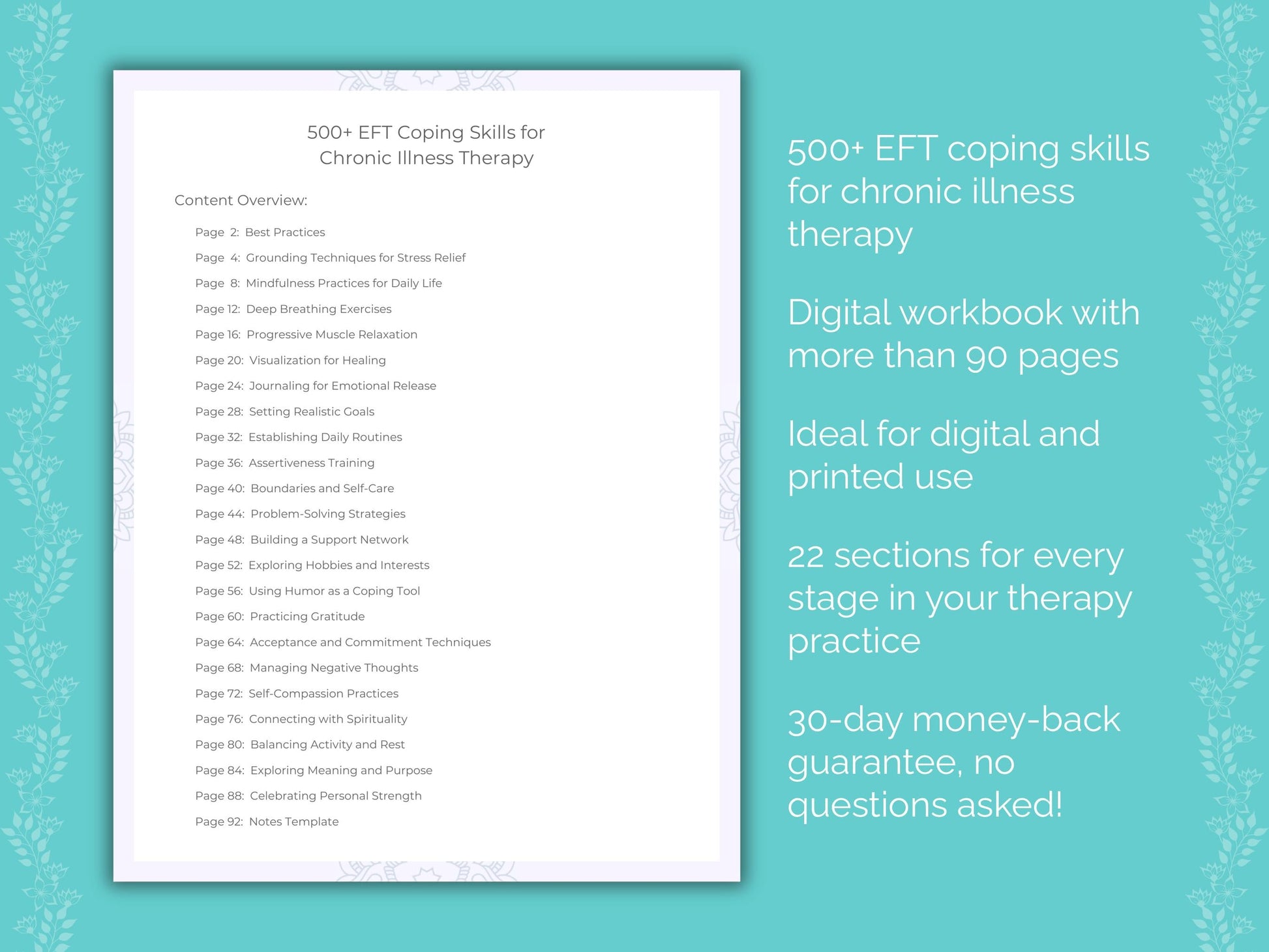 Chronic Illness Emotionally Focused Therapy (EFT) Therapist Worksheets