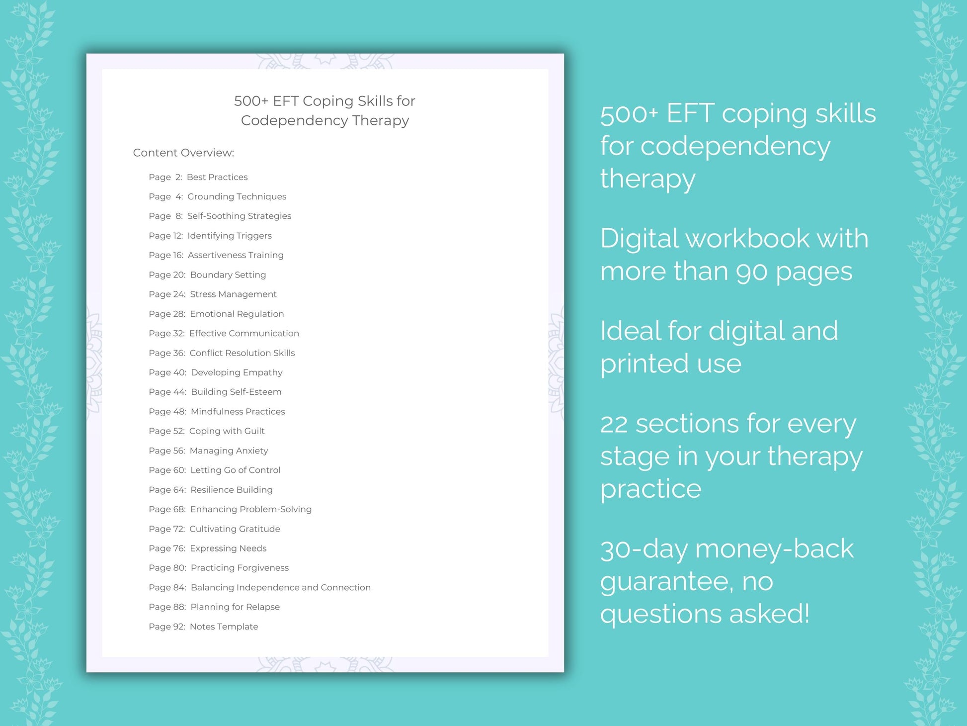 Codependency Emotionally Focused Therapy (EFT) Therapist Worksheets