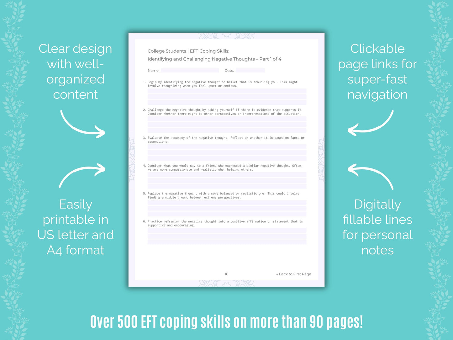 College Students Emotionally Focused Therapy (EFT) Counseling Templates