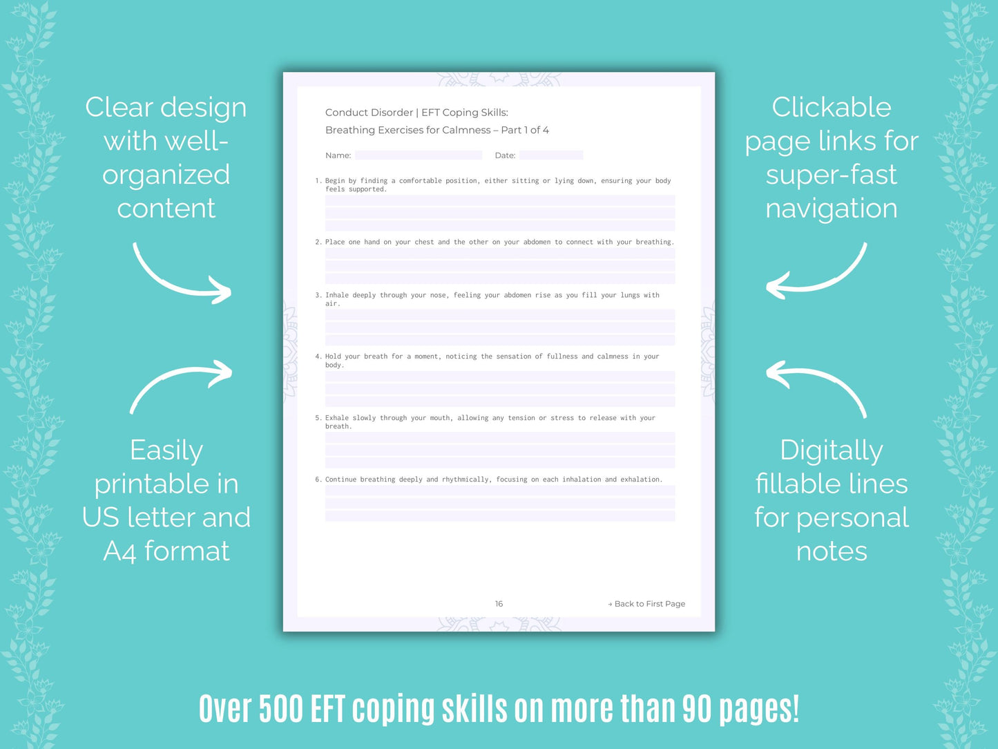 Conduct Disorder Emotionally Focused Therapy (EFT) Counseling Templates