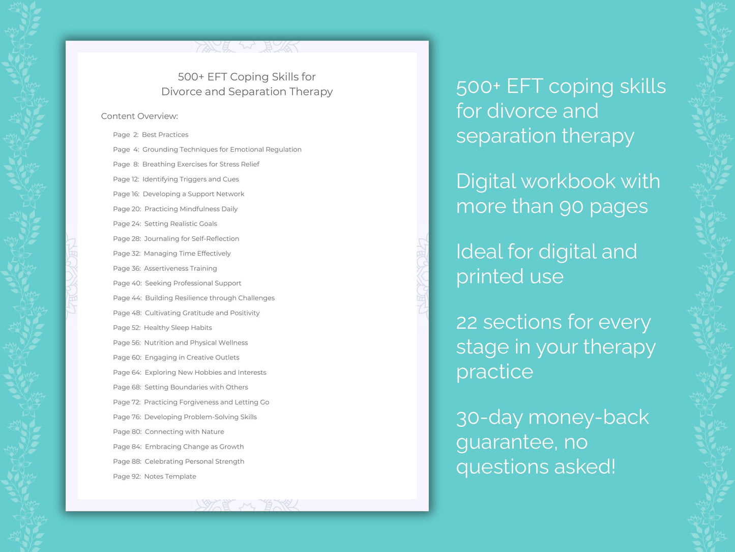 Divorce and Separation Emotionally Focused Therapy (EFT) Therapist Worksheets