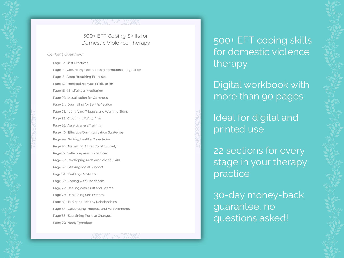 Domestic Violence Emotionally Focused Therapy (EFT) Therapist Worksheets