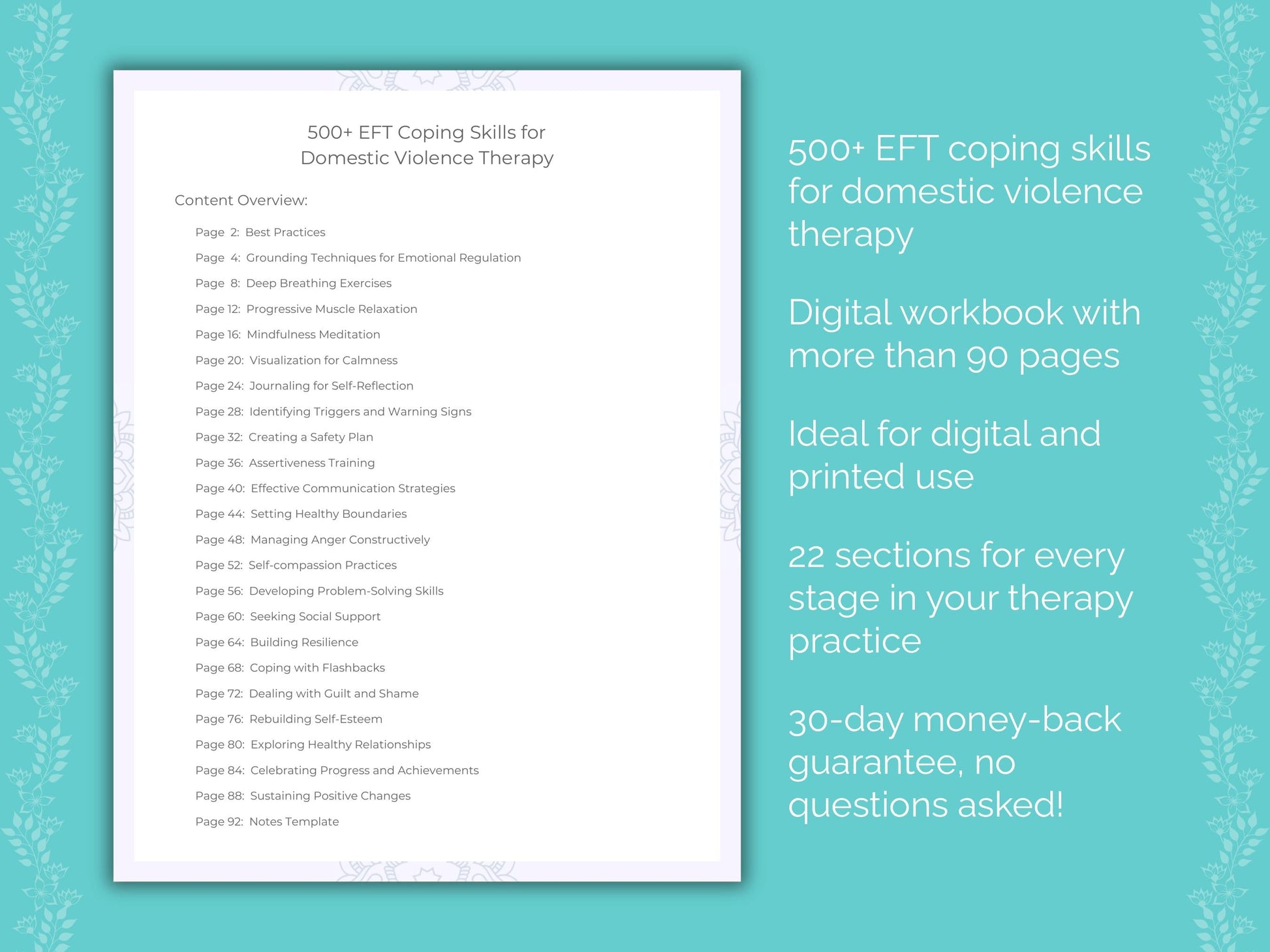 Domestic Violence Emotionally Focused Therapy (EFT) Therapist Worksheets