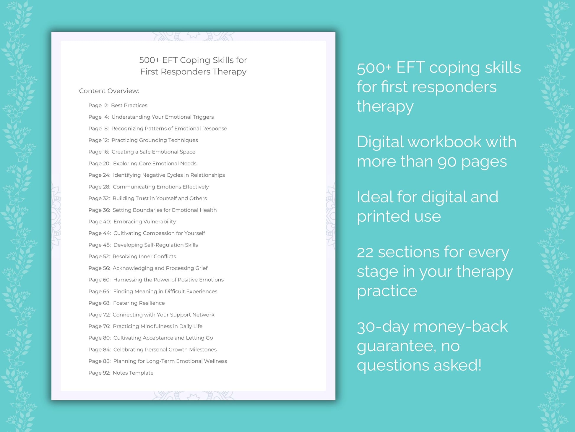 First Responders Emotionally Focused Therapy (EFT) Therapist Worksheets