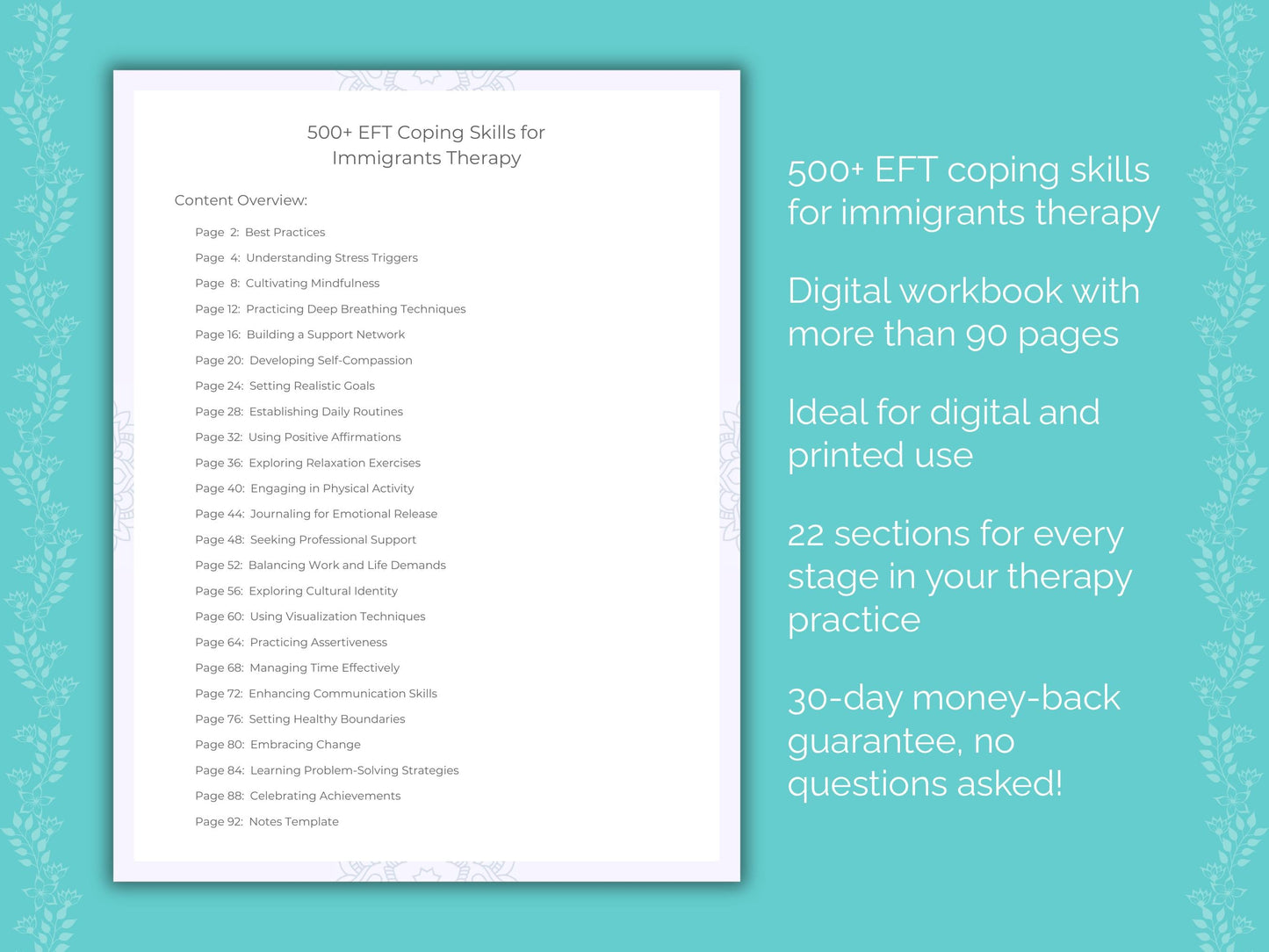 Immigrants Emotionally Focused Therapy (EFT) Therapist Worksheets