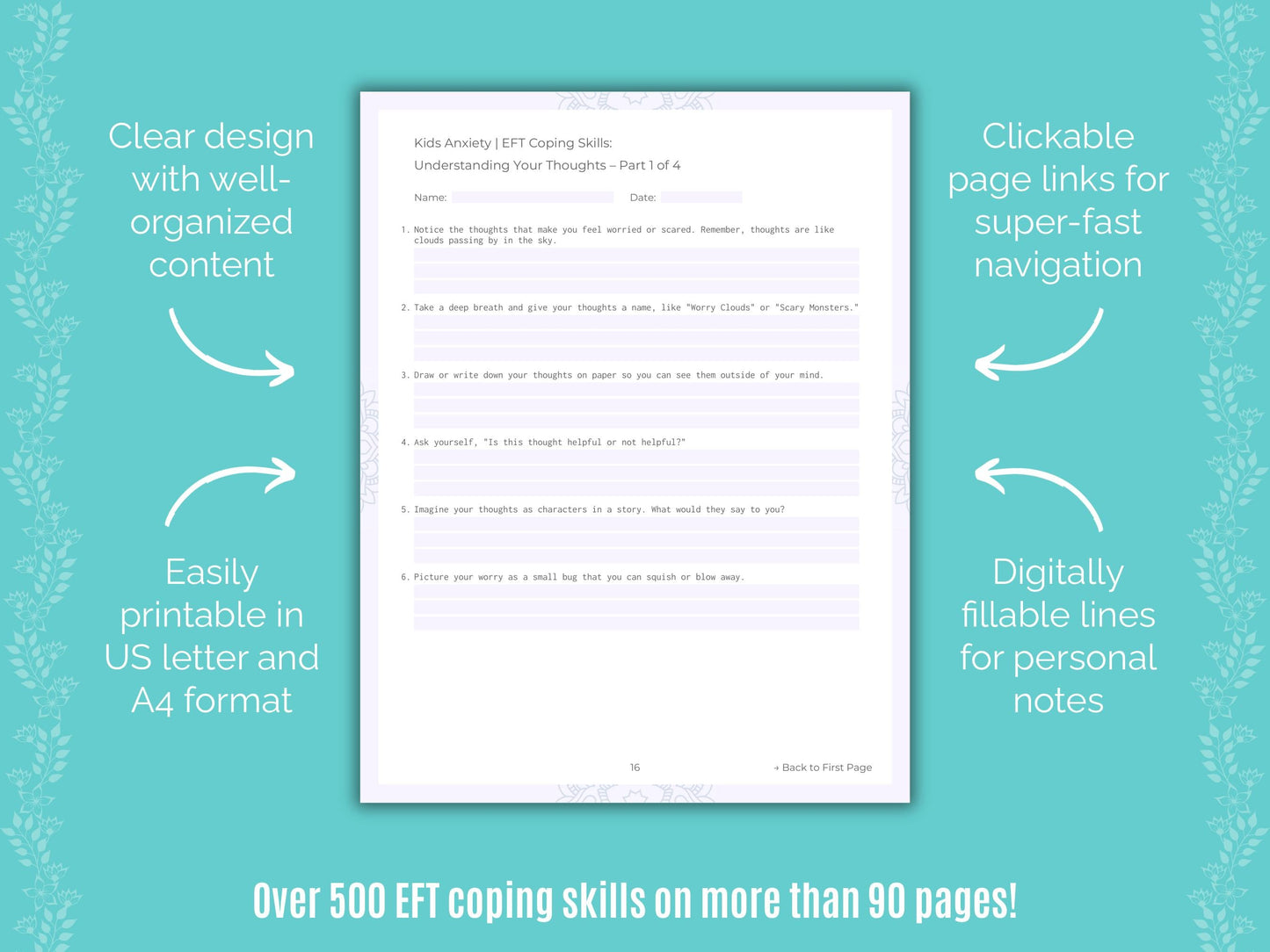 Kids Anxiety Emotionally Focused Therapy (EFT) Counseling Templates