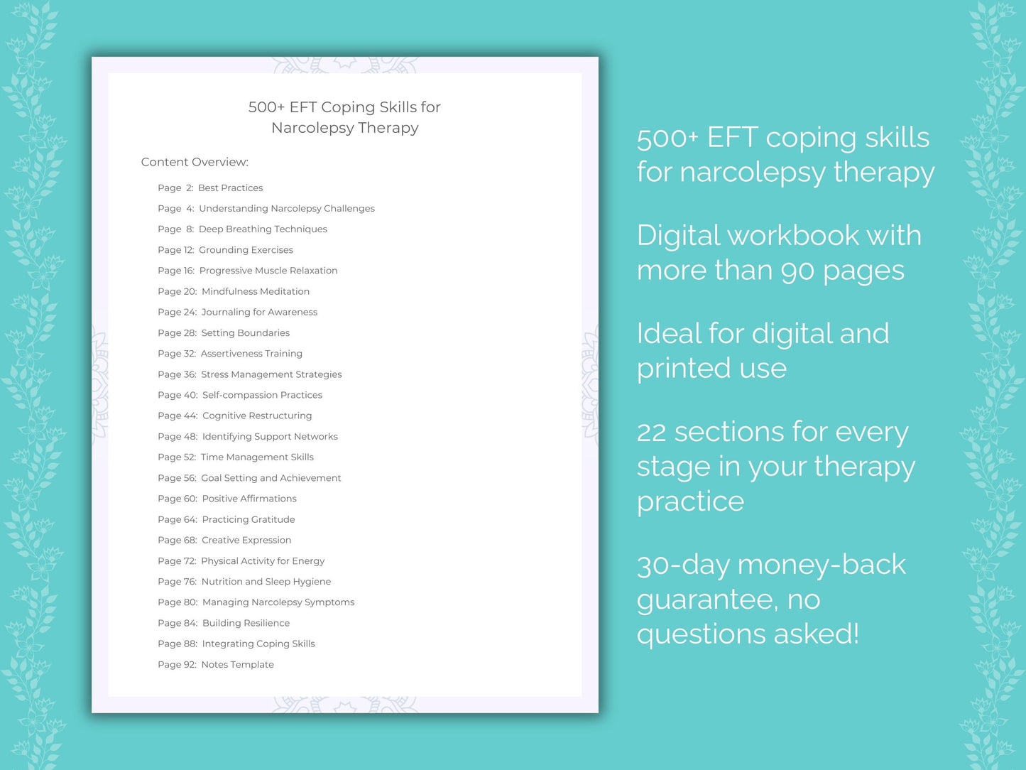 Narcolepsy Emotionally Focused Therapy (EFT) Therapist Worksheets