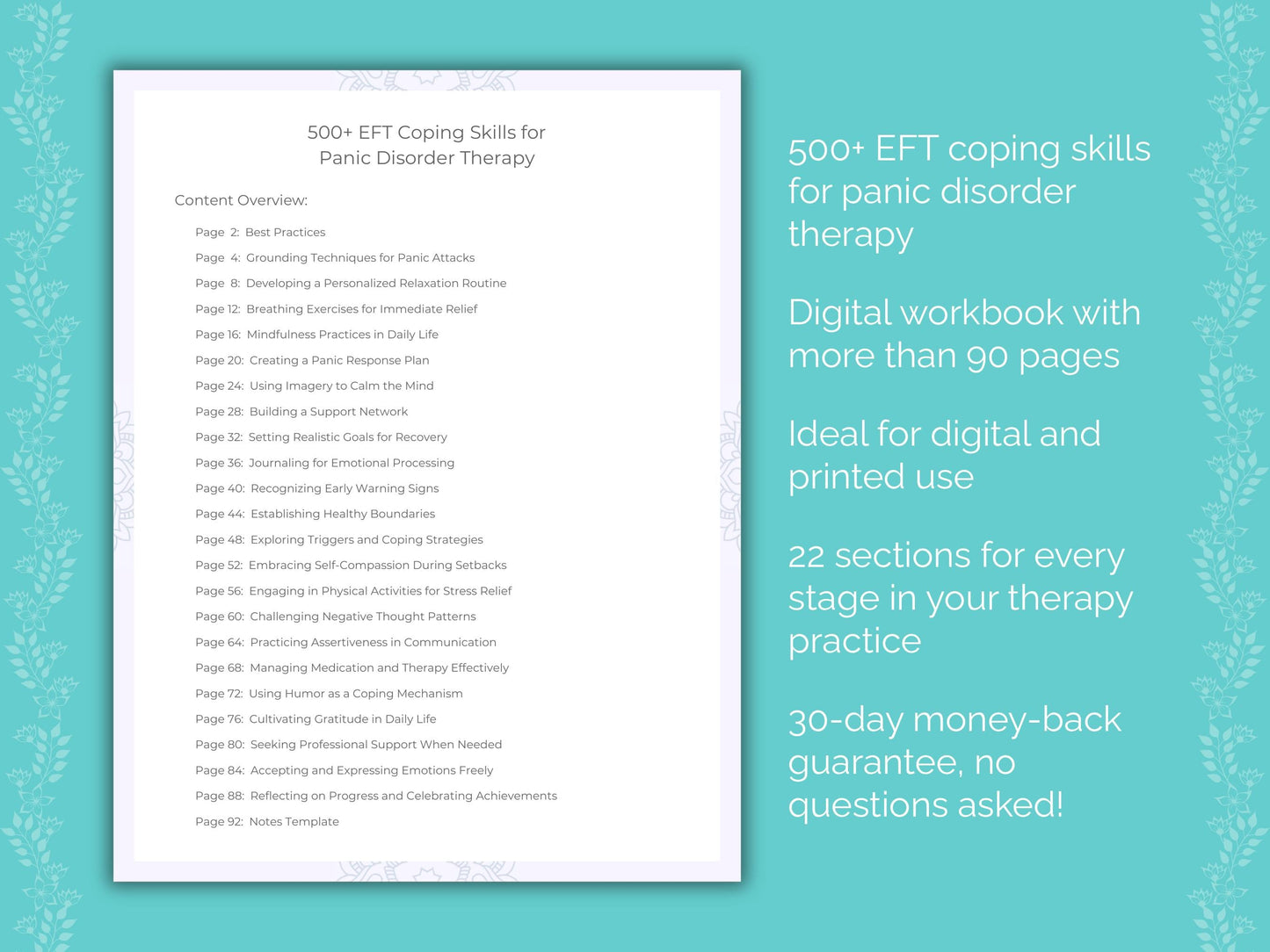 Panic Disorder Emotionally Focused Therapy (EFT) Therapist Worksheets