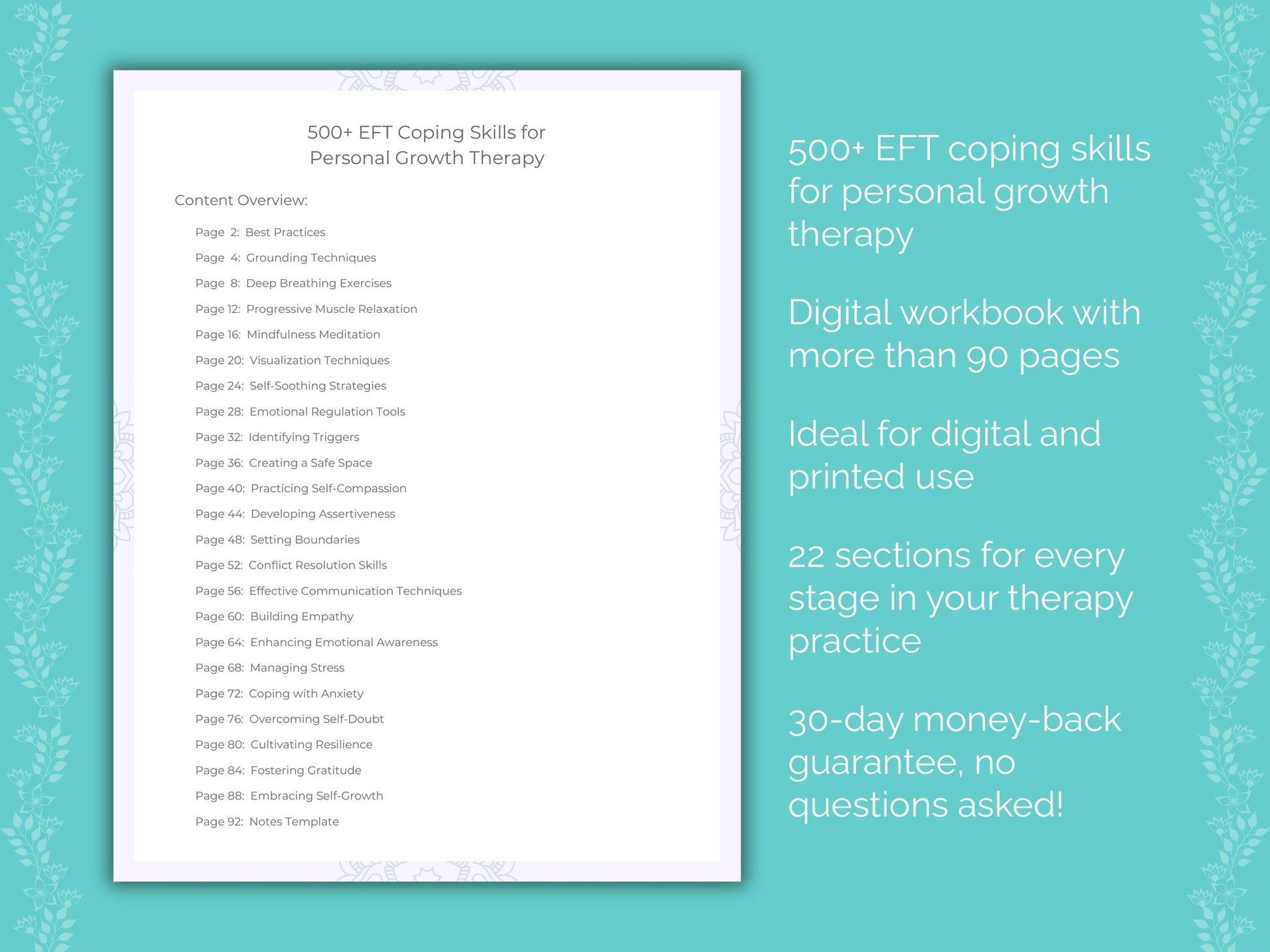 Personal Growth Emotionally Focused Therapy (EFT) Therapist Worksheets