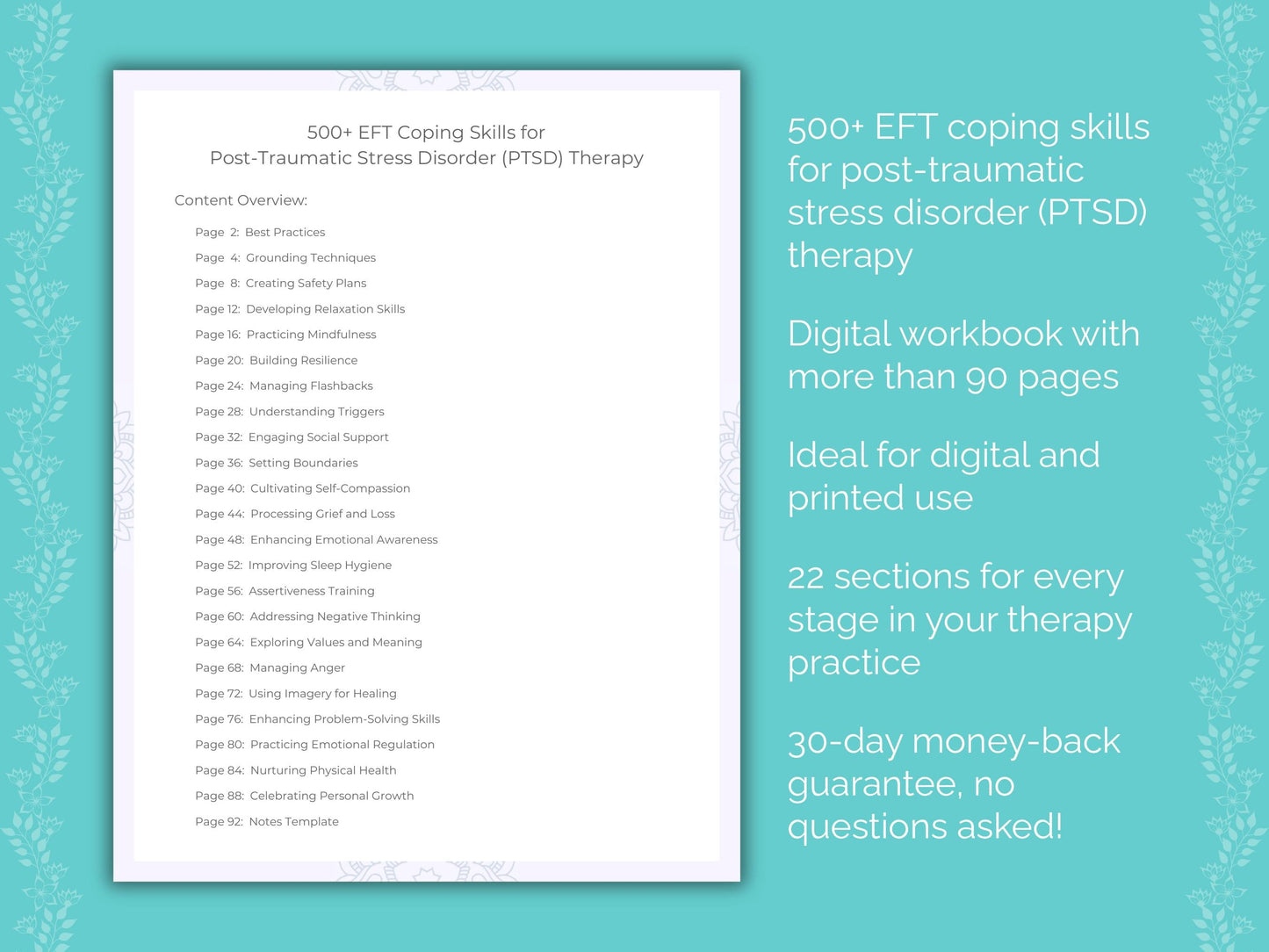 Post-Traumatic Stress Disorder (PTSD) Emotionally Focused Therapy (EFT) Therapist Worksheets