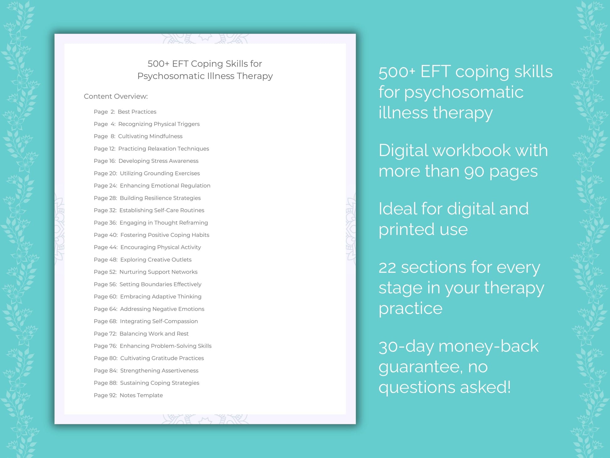 Psychosomatic Illness Emotionally Focused Therapy (EFT) Therapist Worksheets