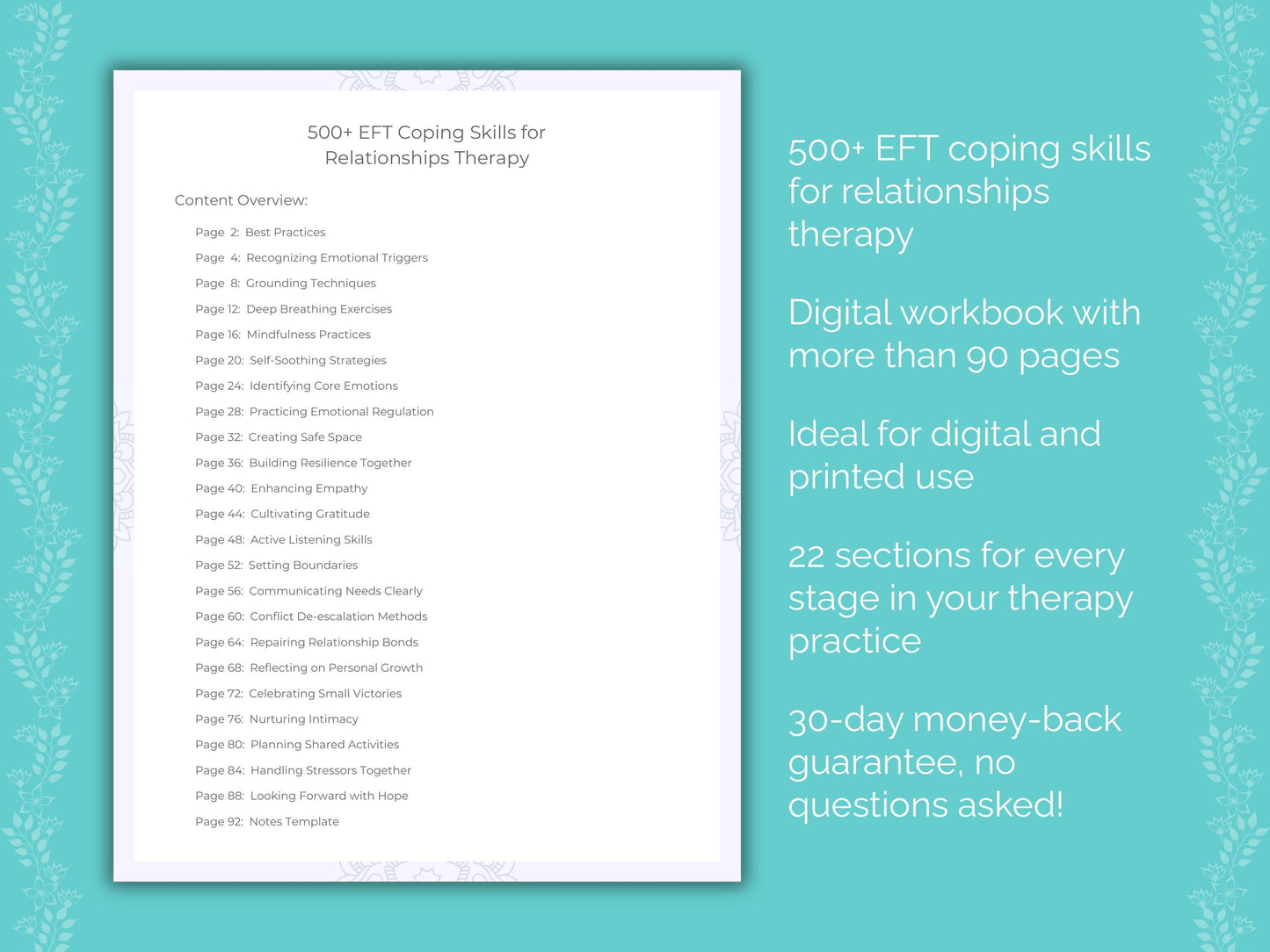 Relationships Emotionally Focused Therapy (EFT) Therapist Worksheets