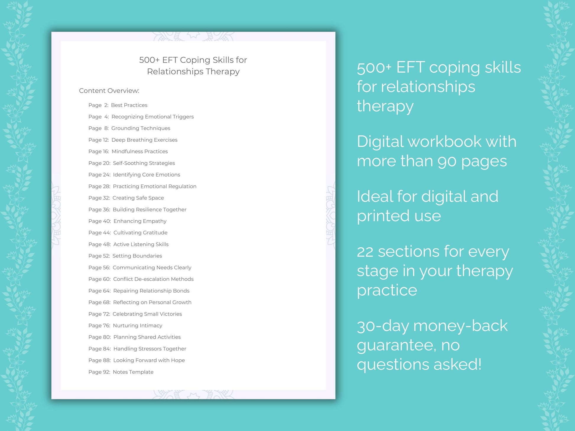 Relationships Emotionally Focused Therapy (EFT) Therapist Worksheets