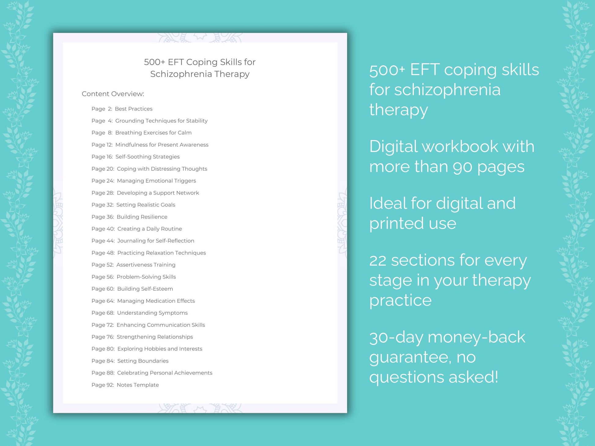 Schizophrenia Emotionally Focused Therapy (EFT) Therapist Worksheets