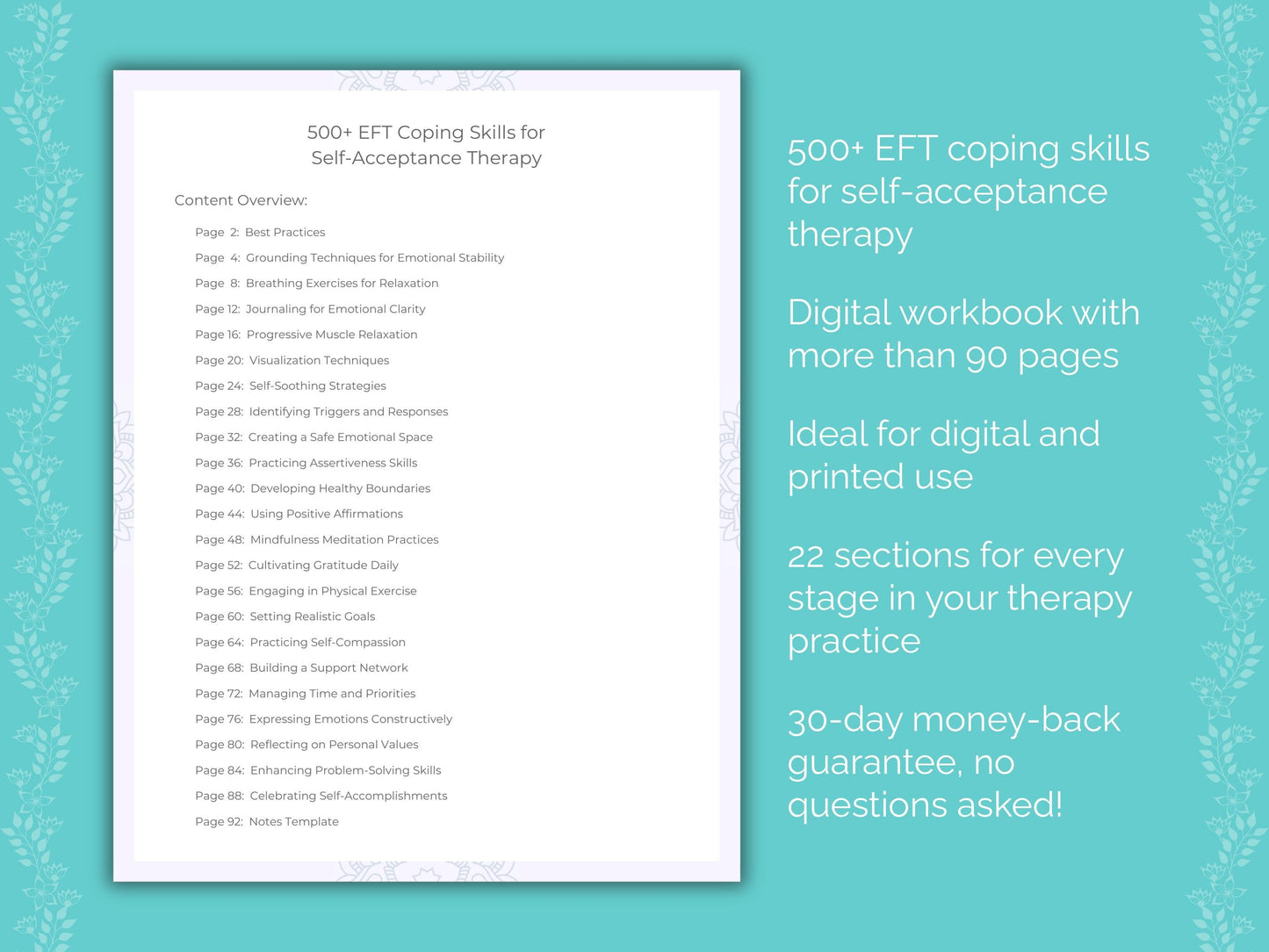 Self-Acceptance Emotionally Focused Therapy (EFT) Therapist Worksheets