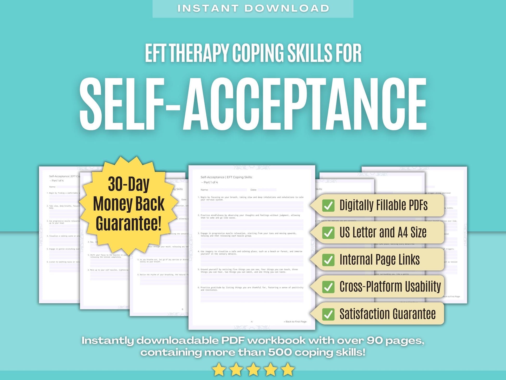 Self-Acceptance Emotionally Focused Therapy (EFT) Psychology Workbooks