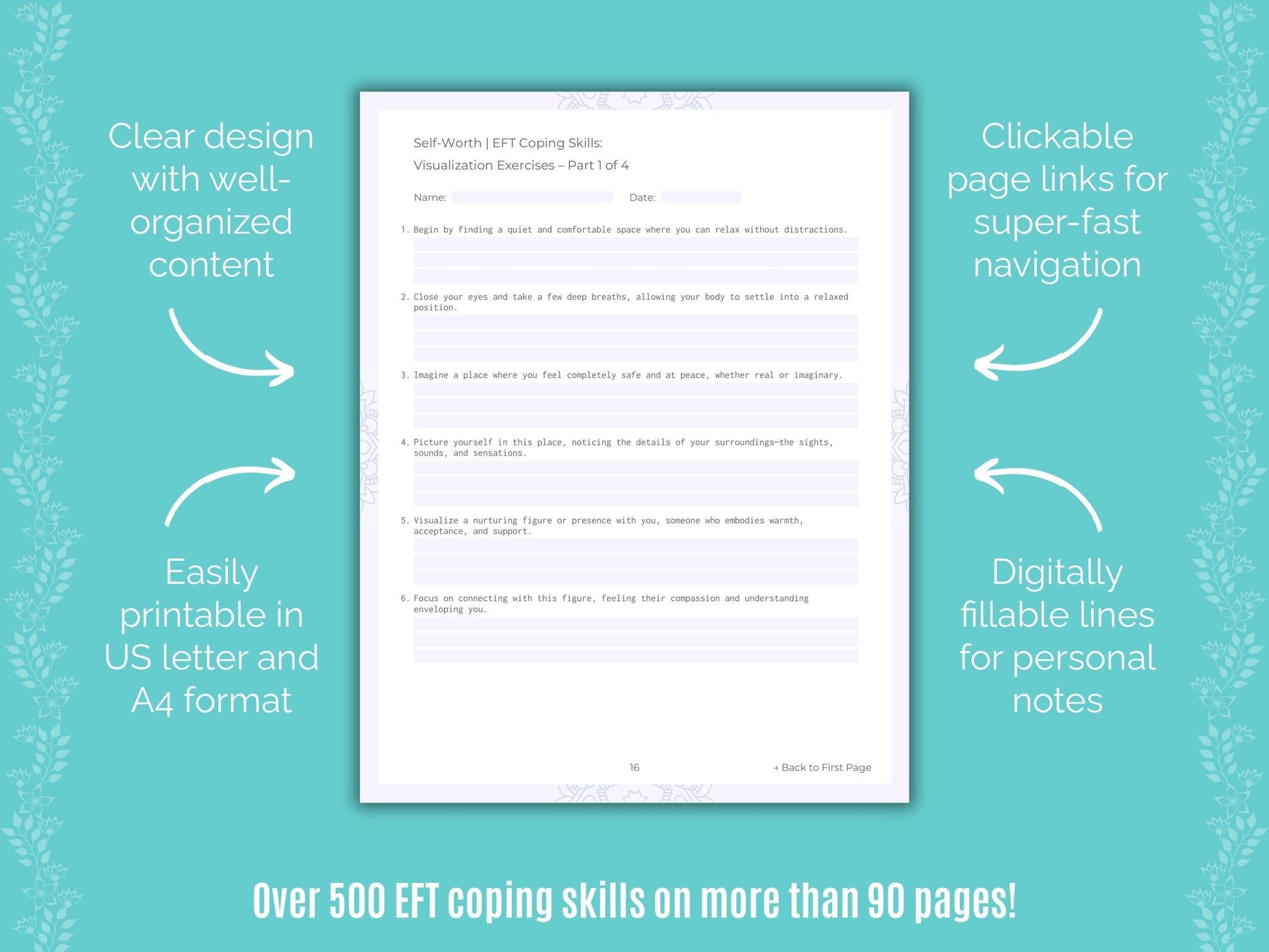 Self-Worth Emotionally Focused Therapy (EFT) Counseling Templates