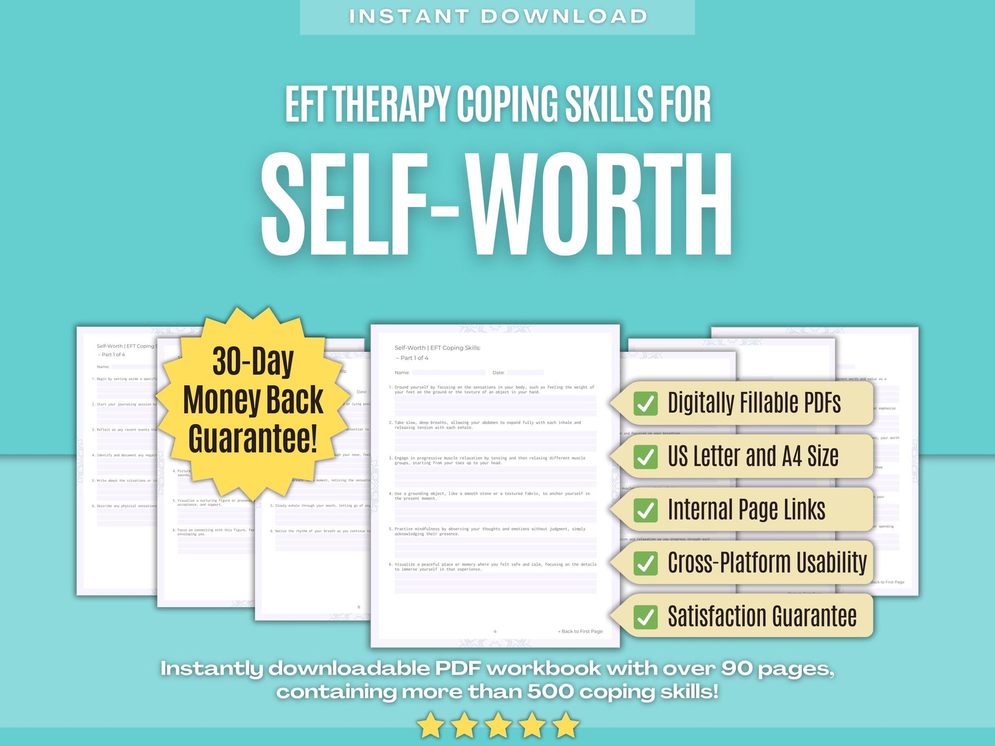 Self-Worth Emotionally Focused Therapy (EFT) Psychology Workbooks