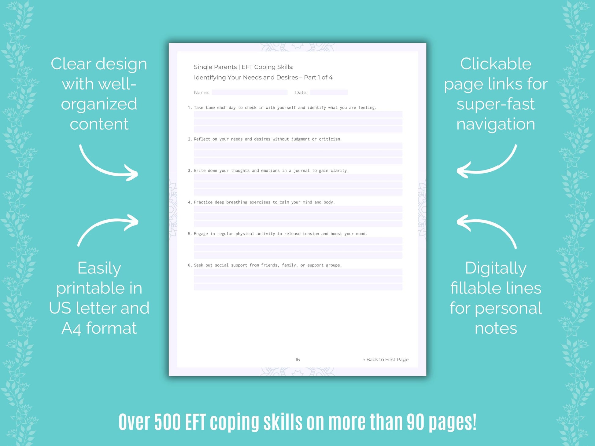 Single Parents Emotionally Focused Therapy (EFT) Counseling Templates