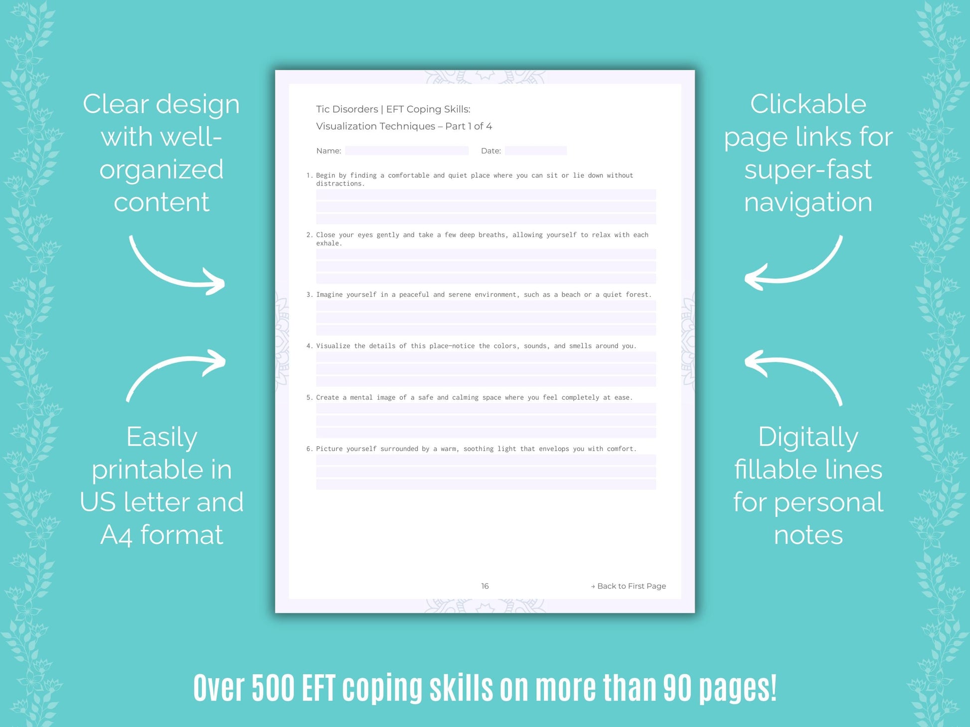 Tic Disorders Emotionally Focused Therapy (EFT) Counseling Templates