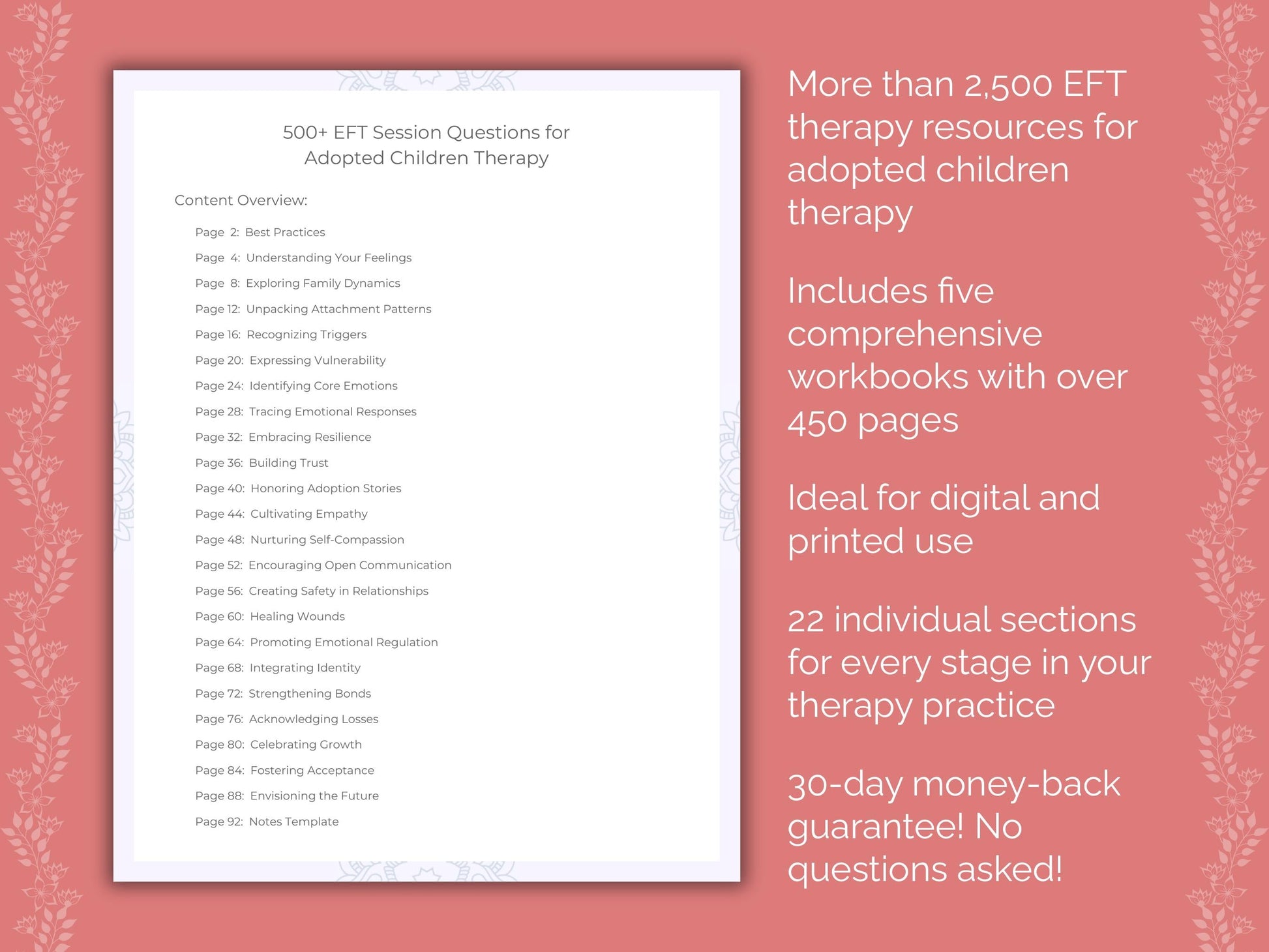 Adopted Children Emotionally Focused Therapy (EFT) Therapist Worksheets