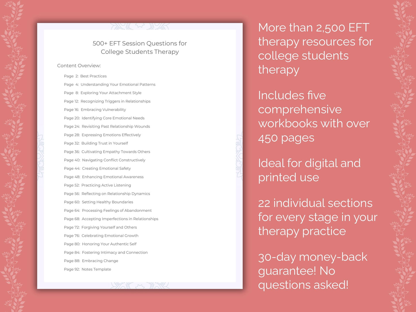 College Students Emotionally Focused Therapy (EFT) Therapist Worksheets