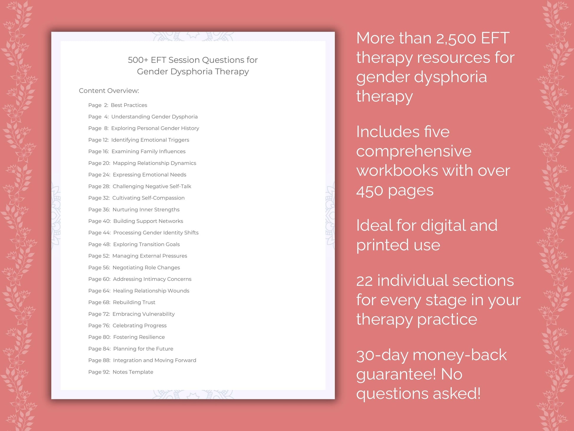 Gender Dysphoria Emotionally Focused Therapy (EFT) Therapist Worksheets