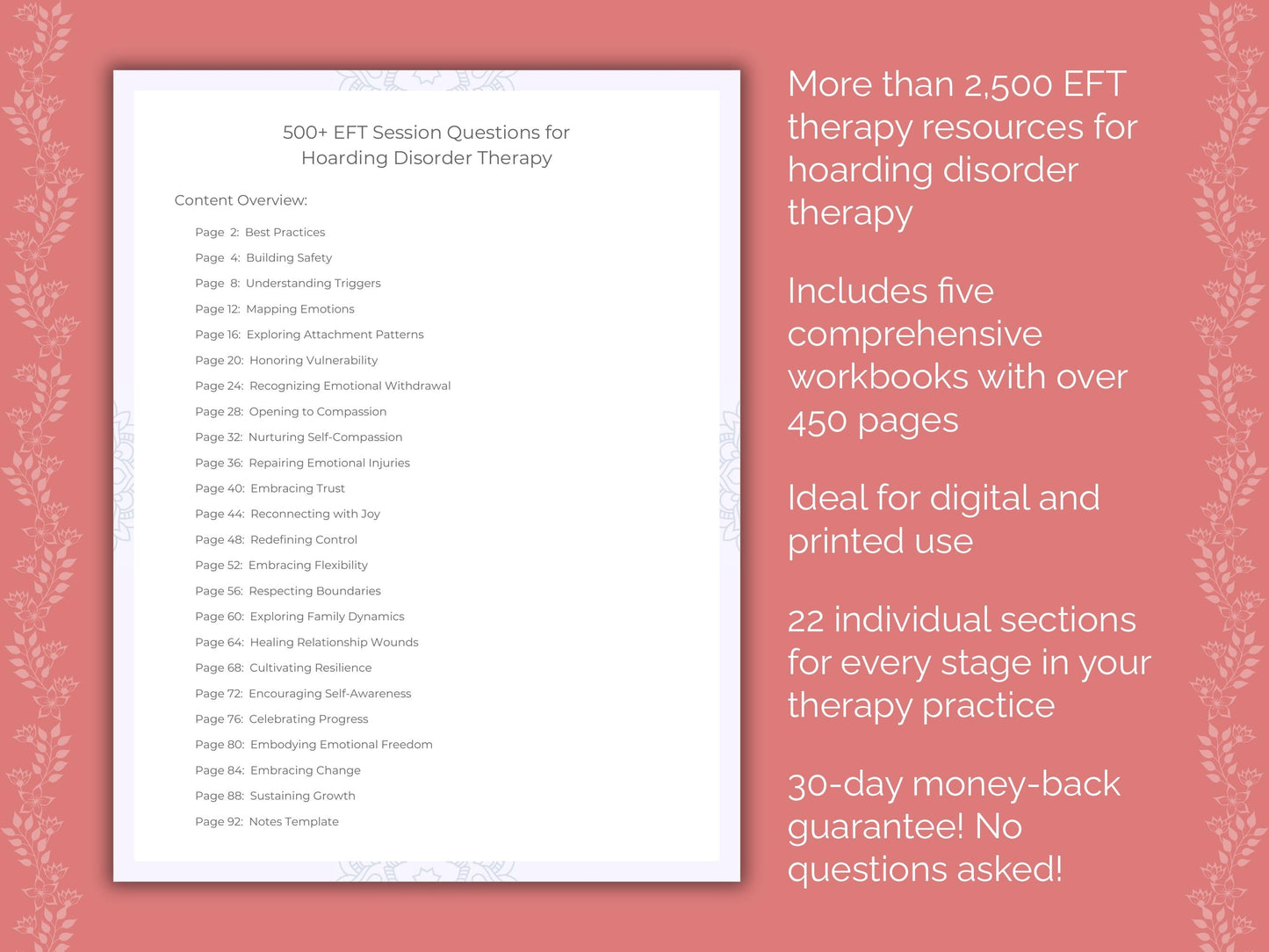 Hoarding Disorder Emotionally Focused Therapy (EFT) Therapist Worksheets