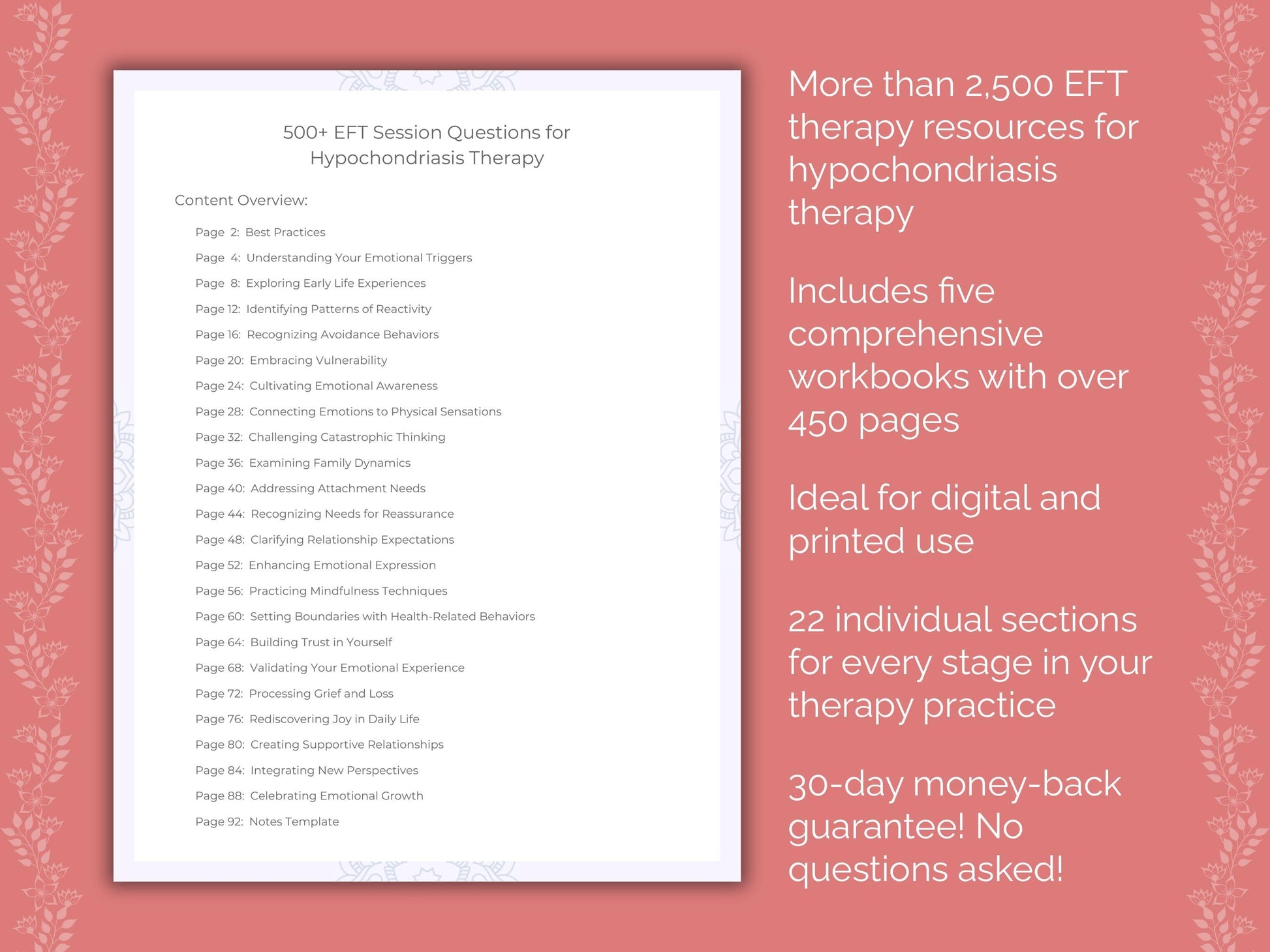 Hypochondriasis Emotionally Focused Therapy (EFT) Therapist Worksheets