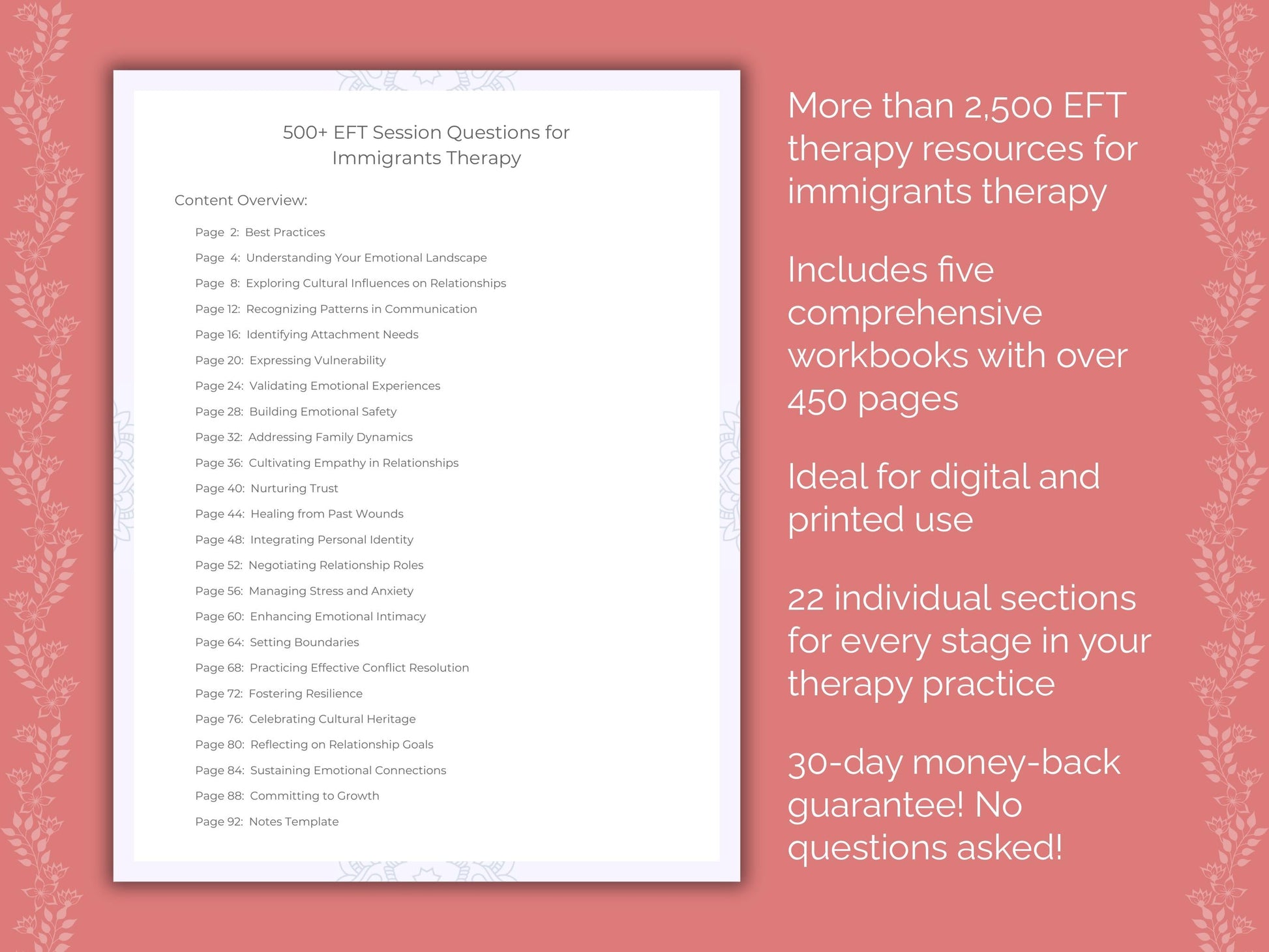 Immigrants Emotionally Focused Therapy (EFT) Therapist Worksheets