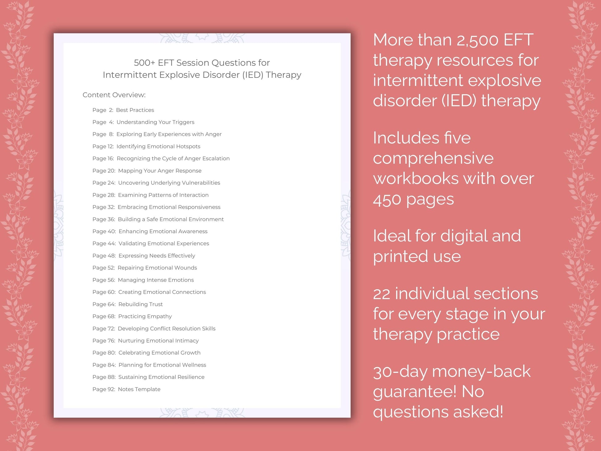 Intermittent Explosive Disorder (IED) Emotionally Focused Therapy (EFT) Therapist Worksheets