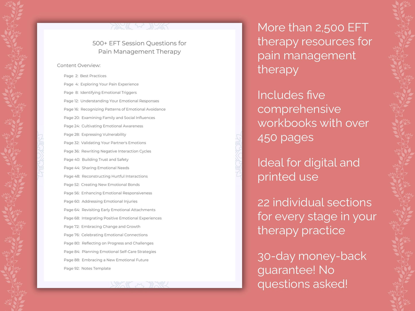 Pain Management Emotionally Focused Therapy (EFT) Therapist Worksheets