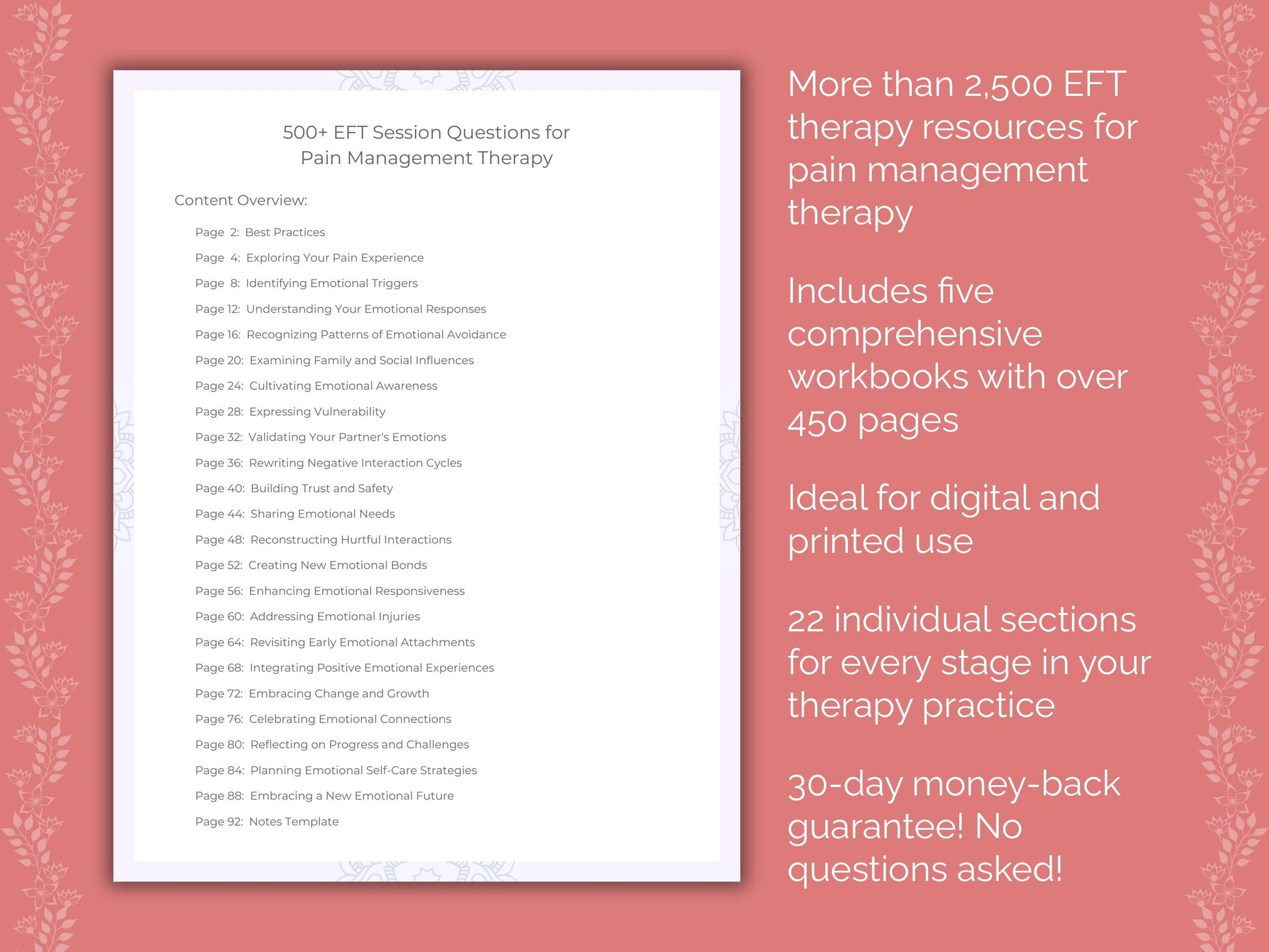 Pain Management Emotionally Focused Therapy (EFT) Therapist Worksheets