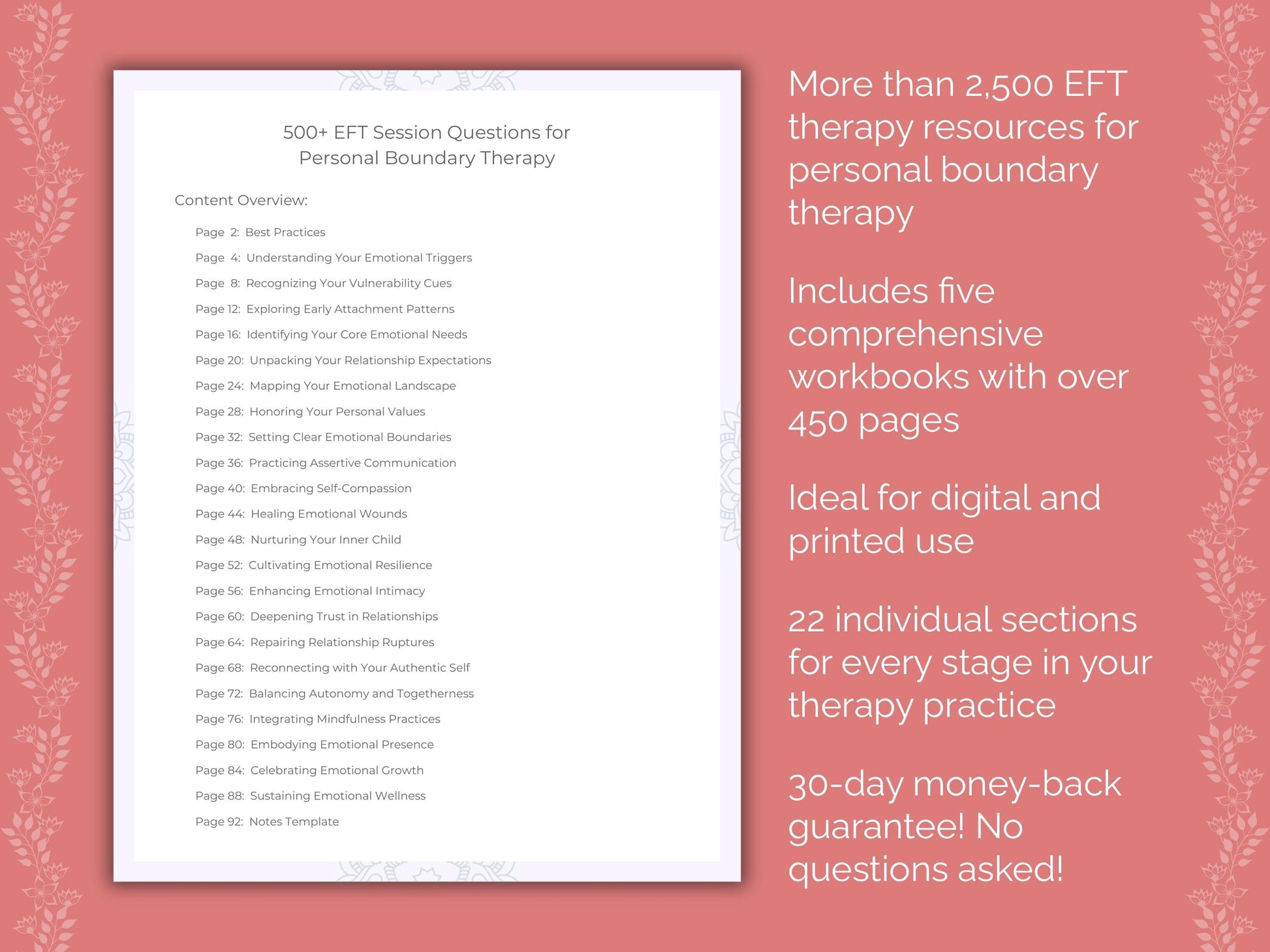 Personal Boundary Emotionally Focused Therapy (EFT) Therapist Worksheets