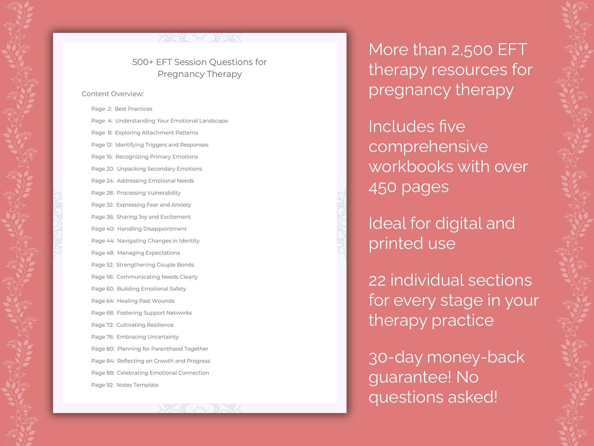 Pregnancy Emotionally Focused Therapy (EFT) Therapist Worksheets