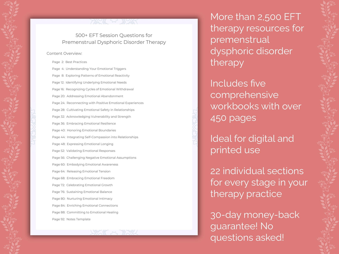 Premenstrual Dysphoric Disorder Emotionally Focused Therapy (EFT) Therapist Worksheets