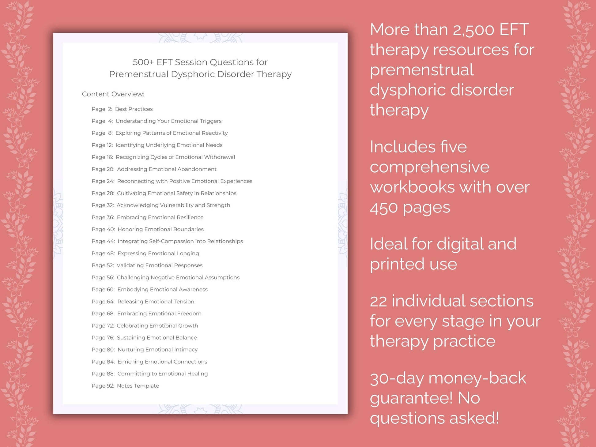 Premenstrual Dysphoric Disorder Emotionally Focused Therapy (EFT) Therapist Worksheets