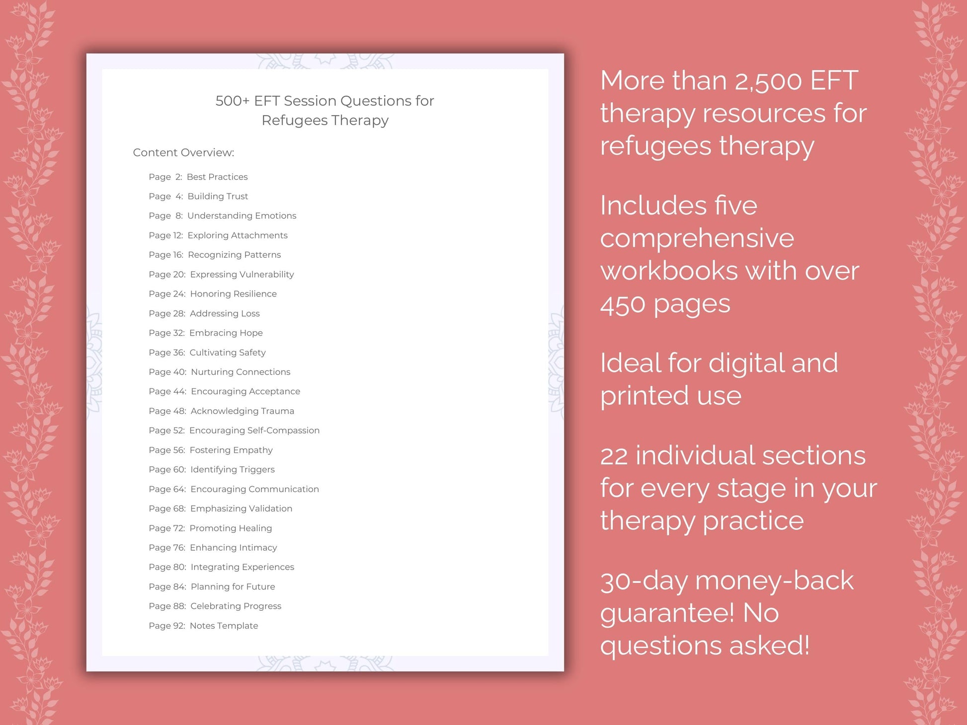 Refugees Emotionally Focused Therapy (EFT) Therapist Worksheets