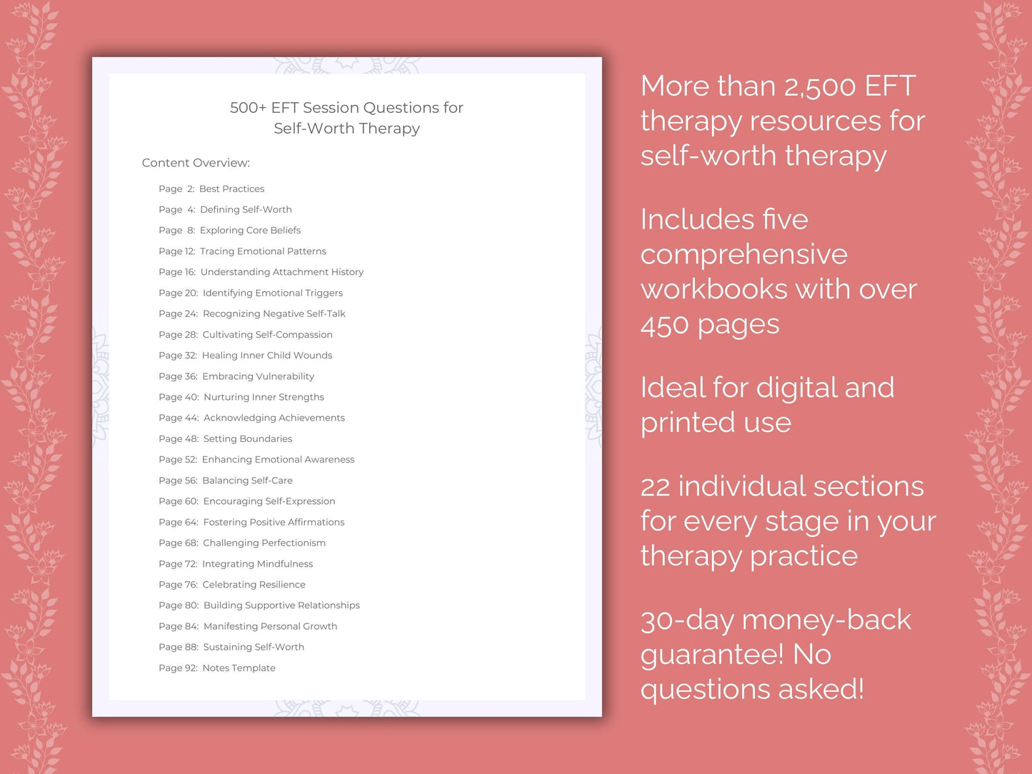 Self-Worth Emotionally Focused Therapy (EFT) Therapist Worksheets