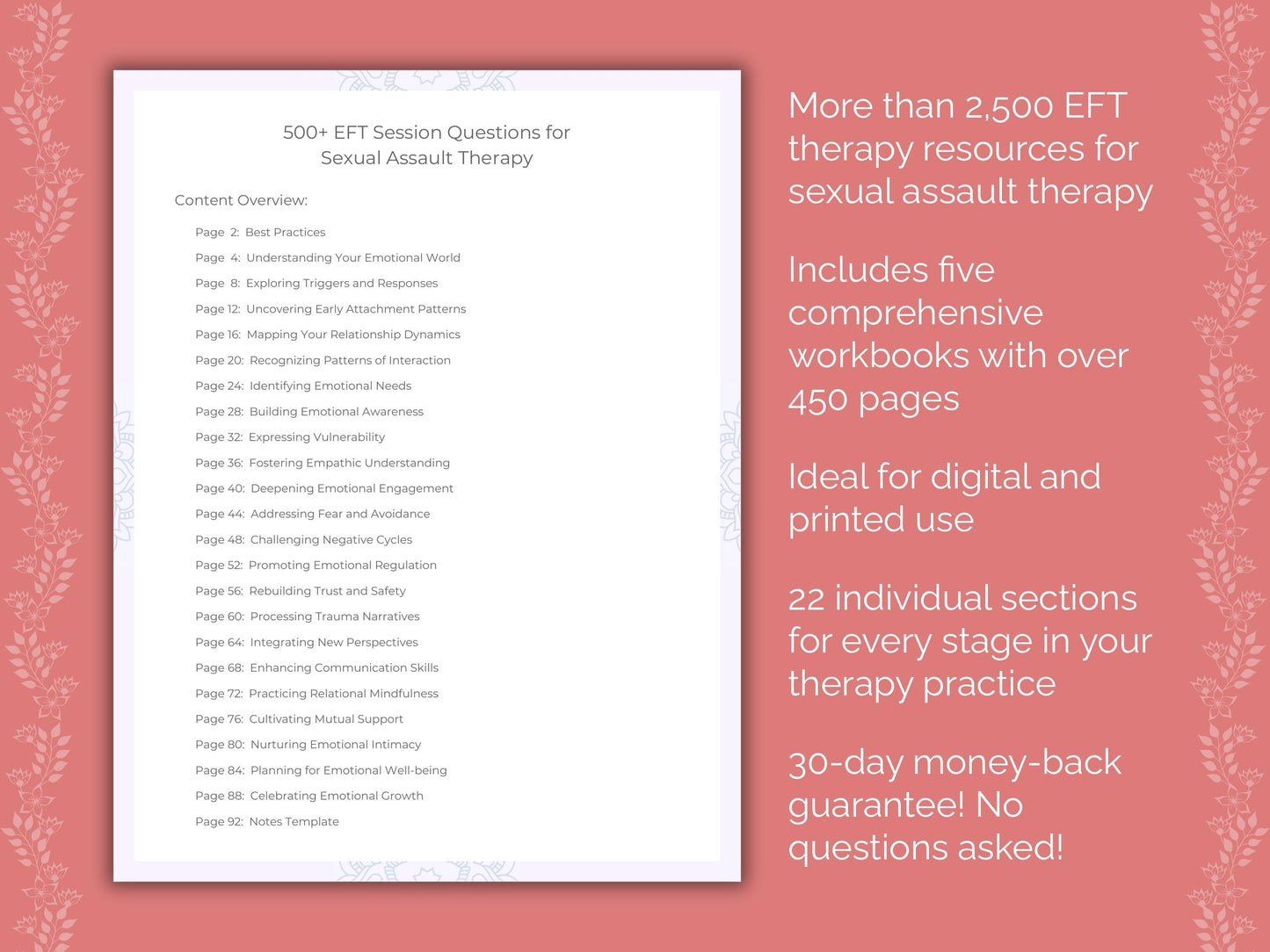 Sexual Assault Emotionally Focused Therapy (EFT) Therapist Worksheets