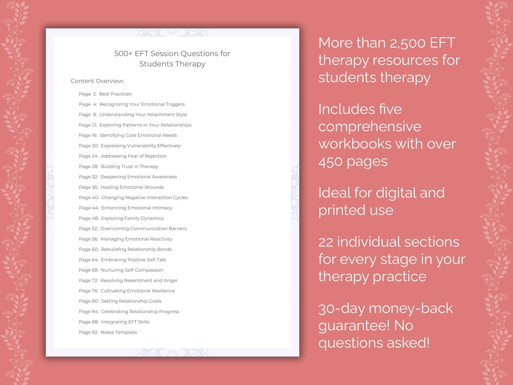 Students Emotionally Focused Therapy (EFT) Therapist Worksheets