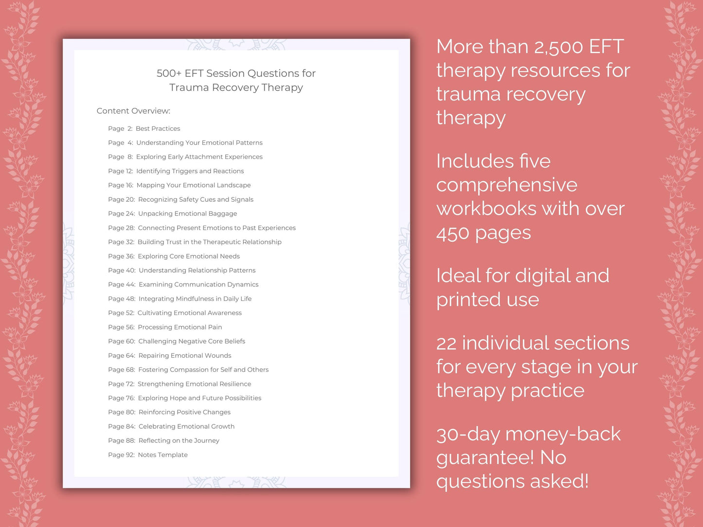 Trauma Recovery Emotionally Focused Therapy (EFT) Therapist Worksheets