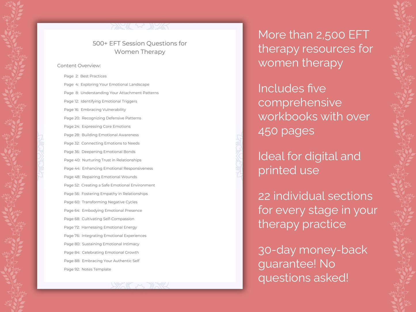 Women Emotionally Focused Therapy (EFT) Therapist Worksheets