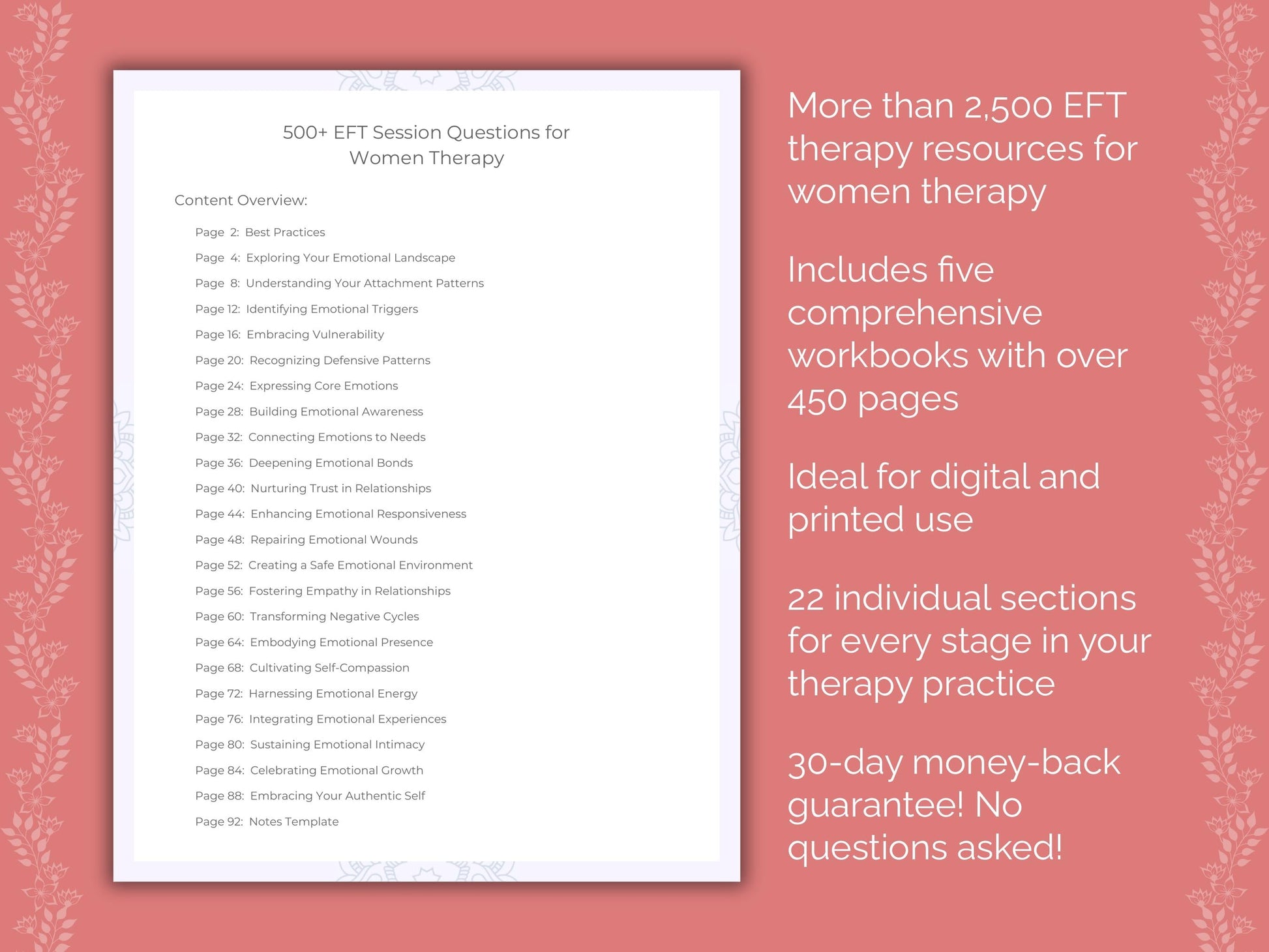 Women Emotionally Focused Therapy (EFT) Therapist Worksheets