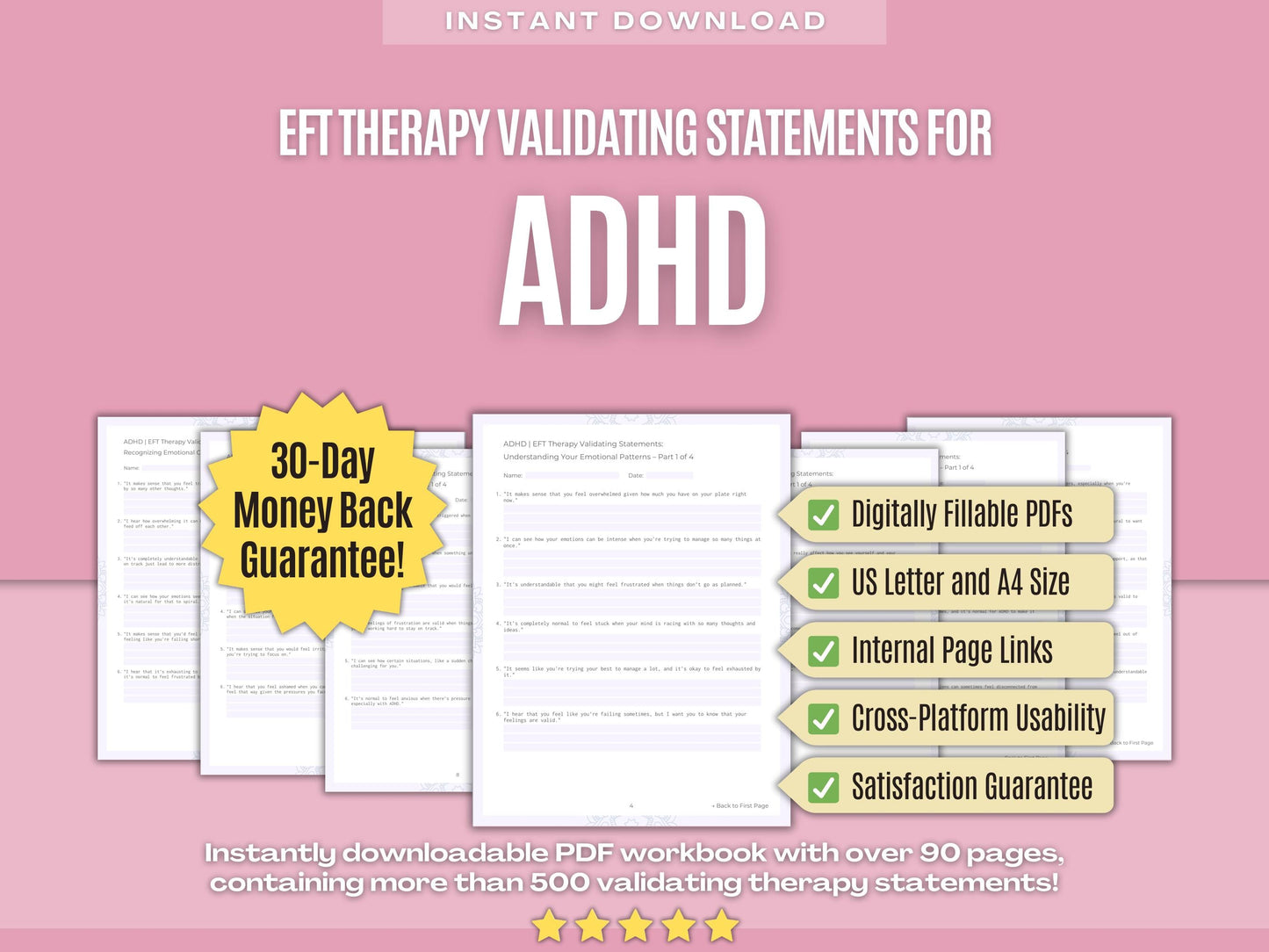 ADHD Emotionally Focused Therapy (EFT) Psychology Workbooks